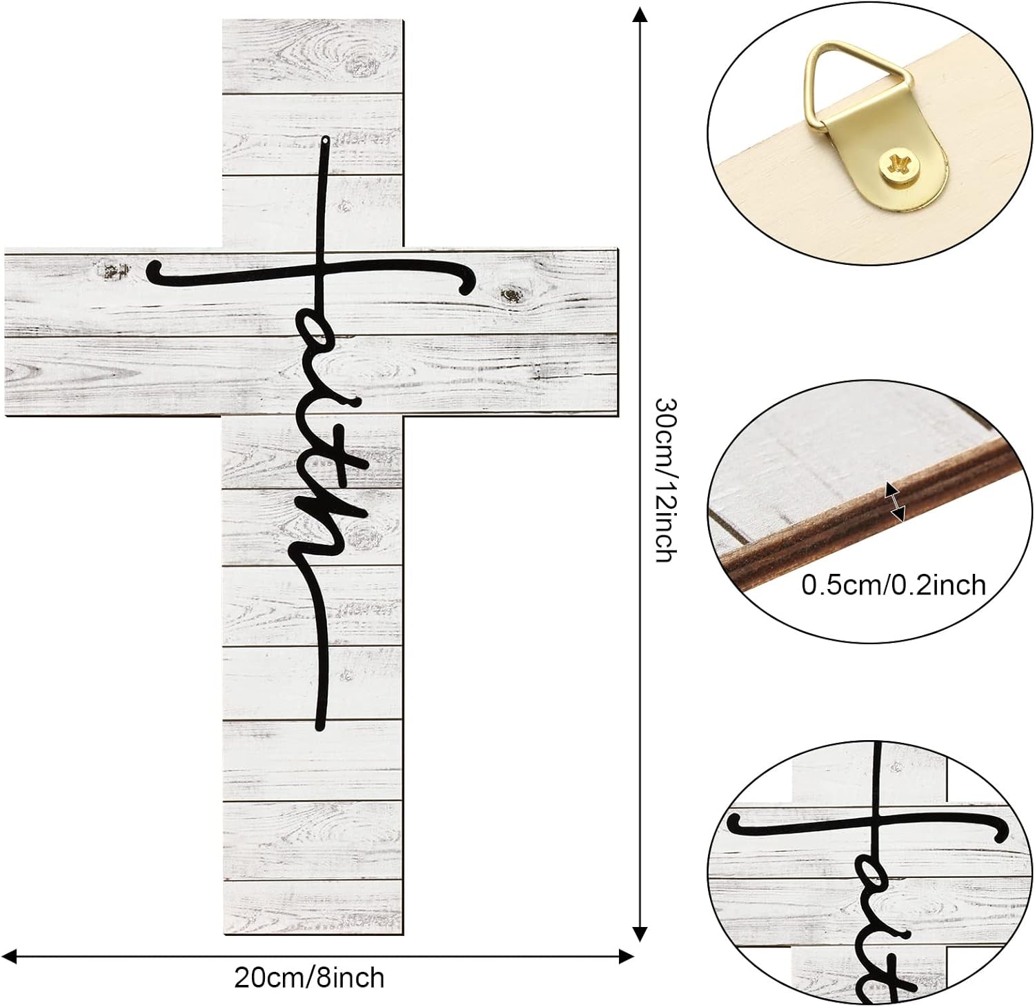 Jetec 3 Pieces Faith Love Hope Cross Wall Decor