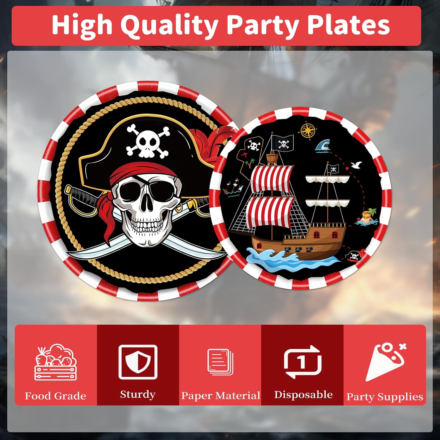 Gameza Pirate Party Tableware Decorations 96PCS Set