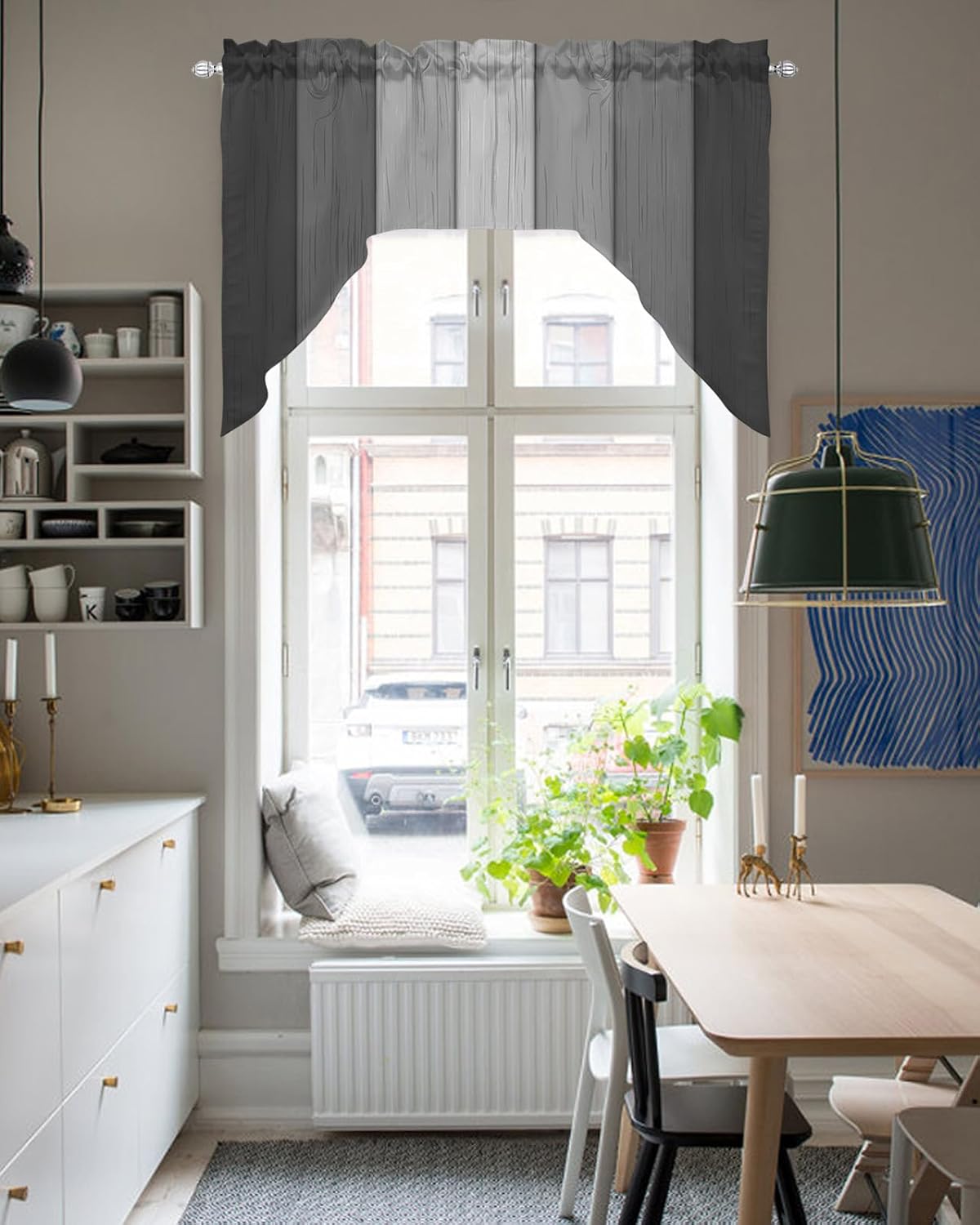 Farmhouse Swag Curtain Valance for Kitchen and Living Room