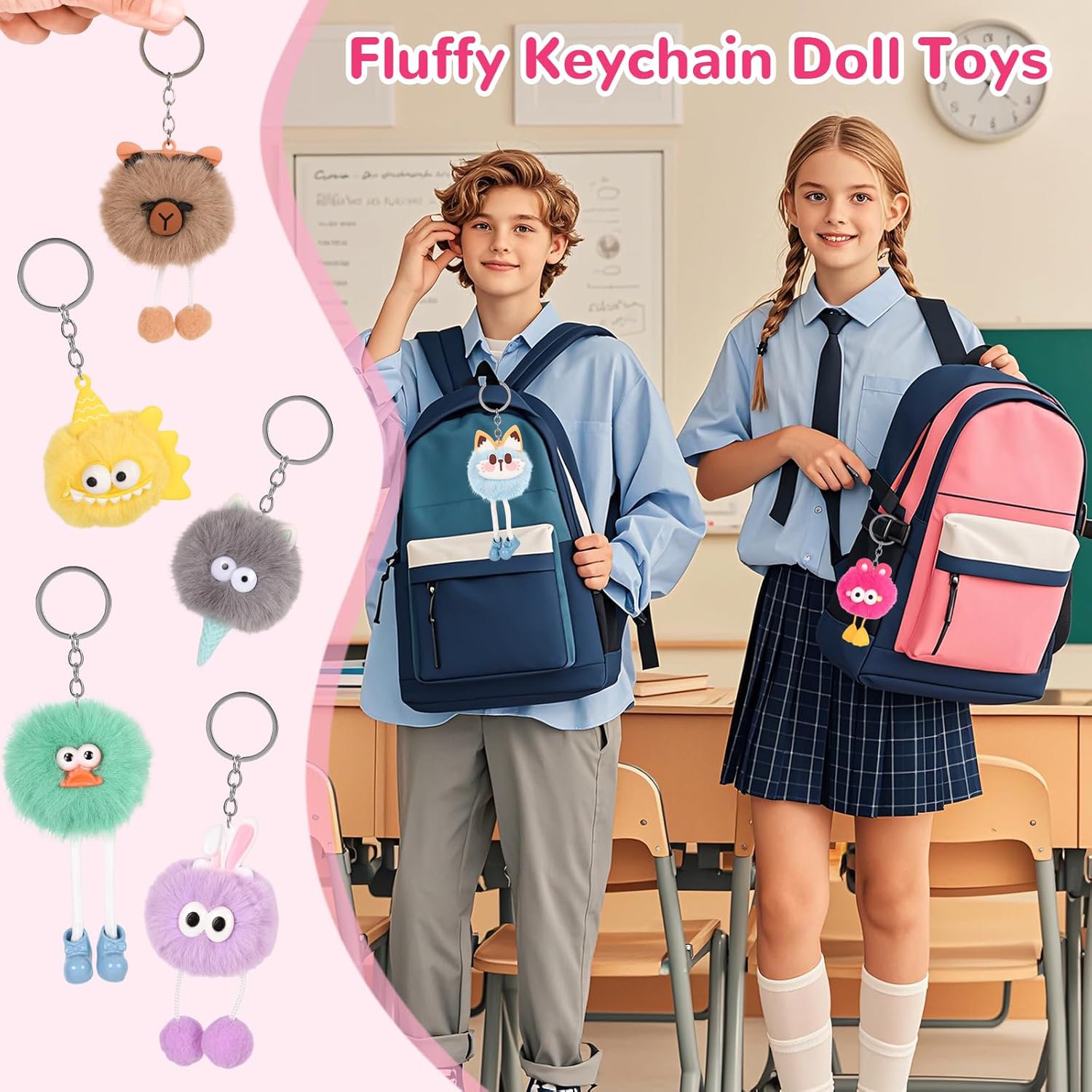 LiYiQ 30 Pcs Cute Plush Keychains for Birthday Party Favors
