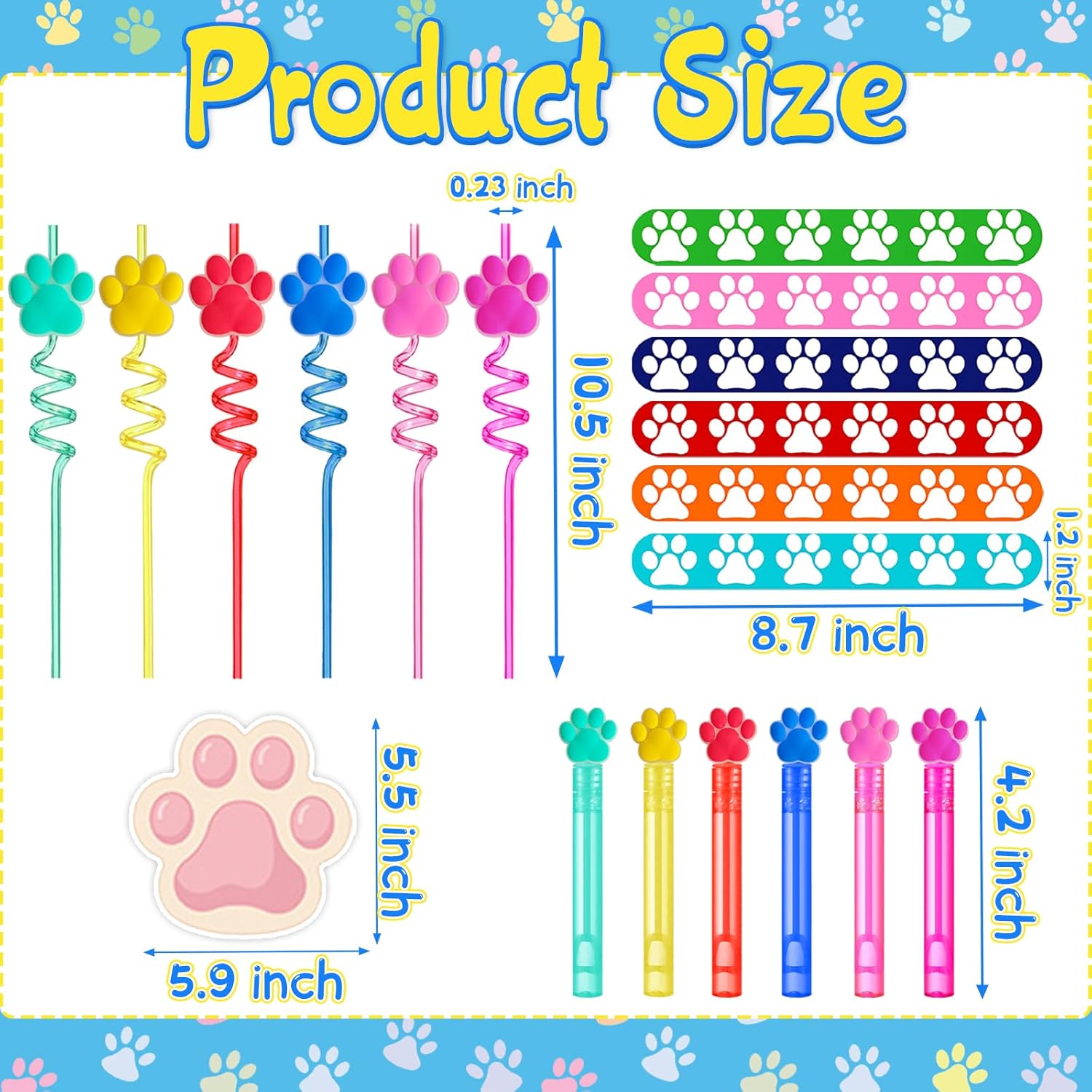 98pcs Paw Print Dog Party Favors Set