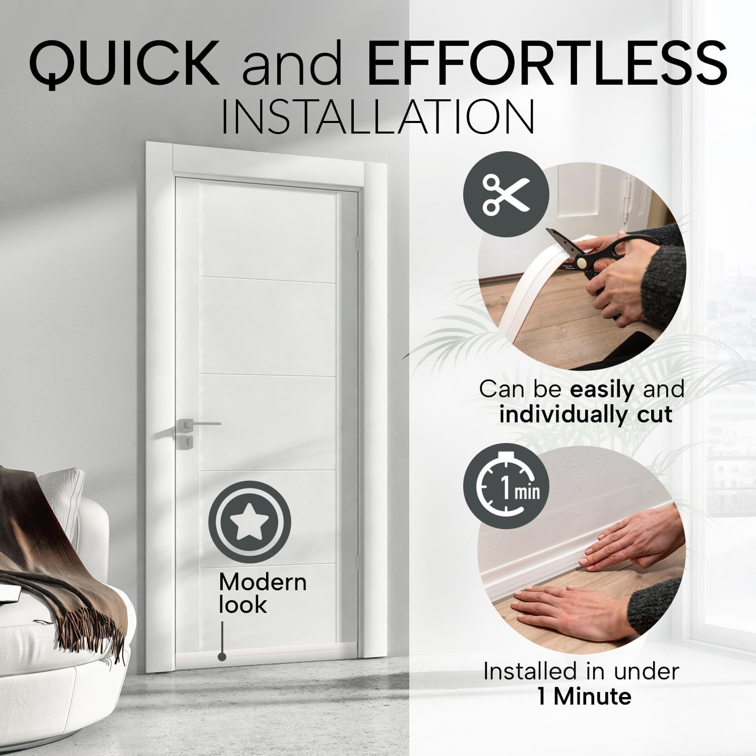 Vellure Door Draft Stopper - Energy Efficient Weather Stripping Seal