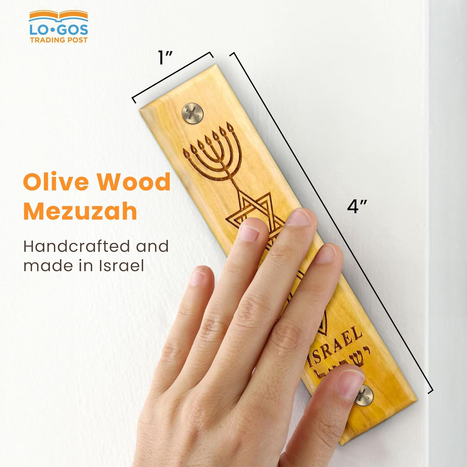 Olive Wood Mezuzah with Scroll from Israel