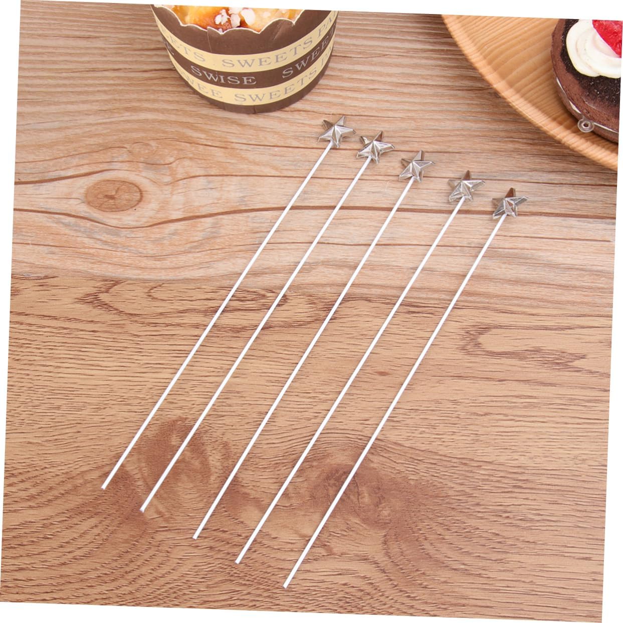 50pcs Silver Five-Pointed Star Cake Toppers