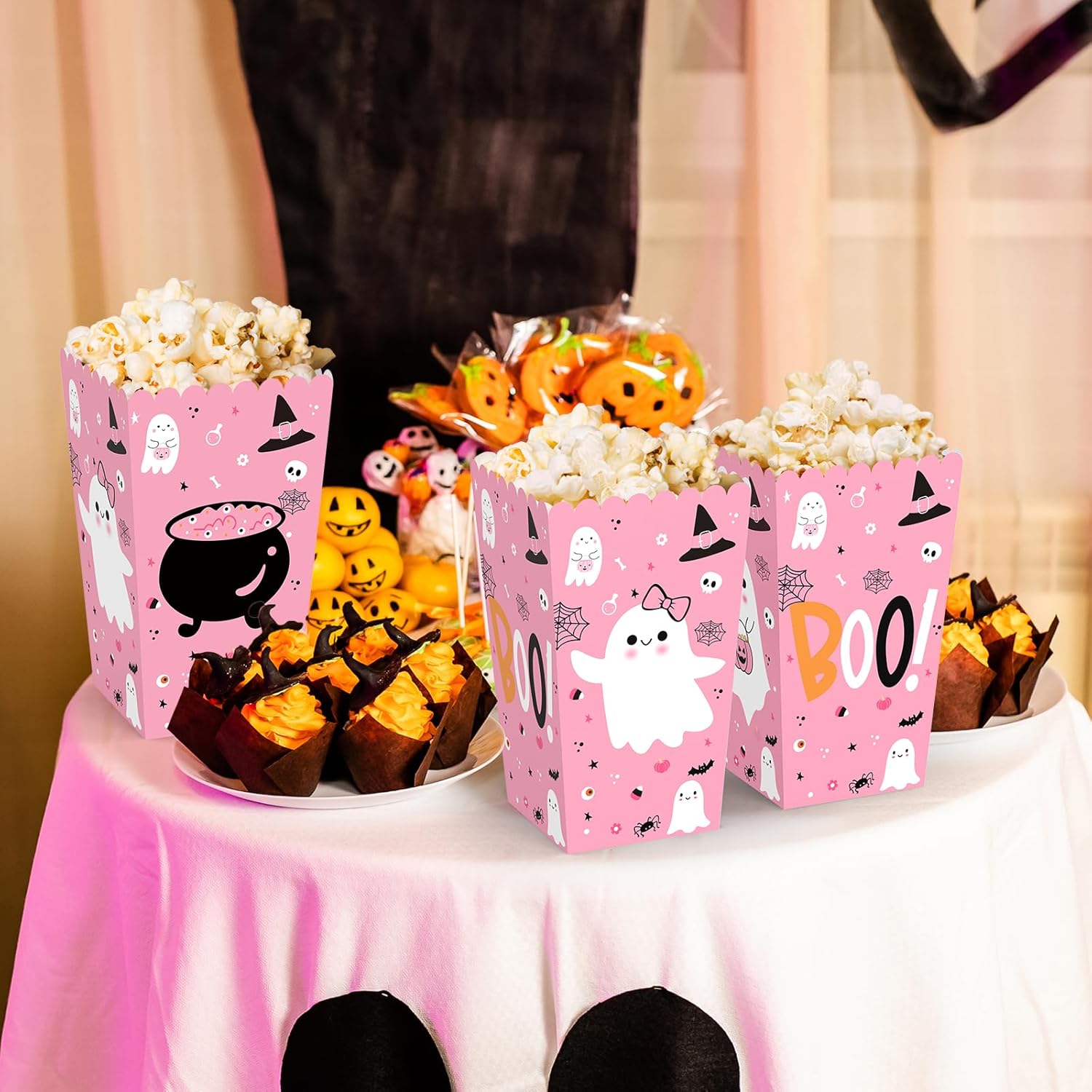 24 Pcs Halloween Popcorn Boxes with Cute Designs