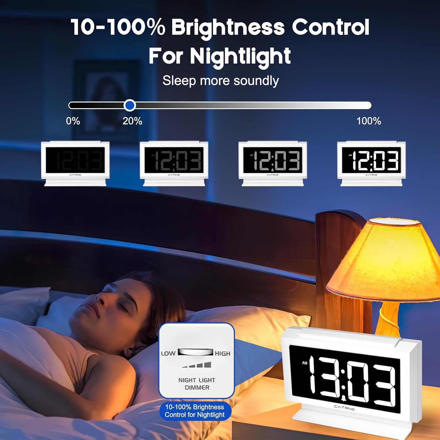 Catrne Digital Alarm Clock with 53 LED Display and USB Charging