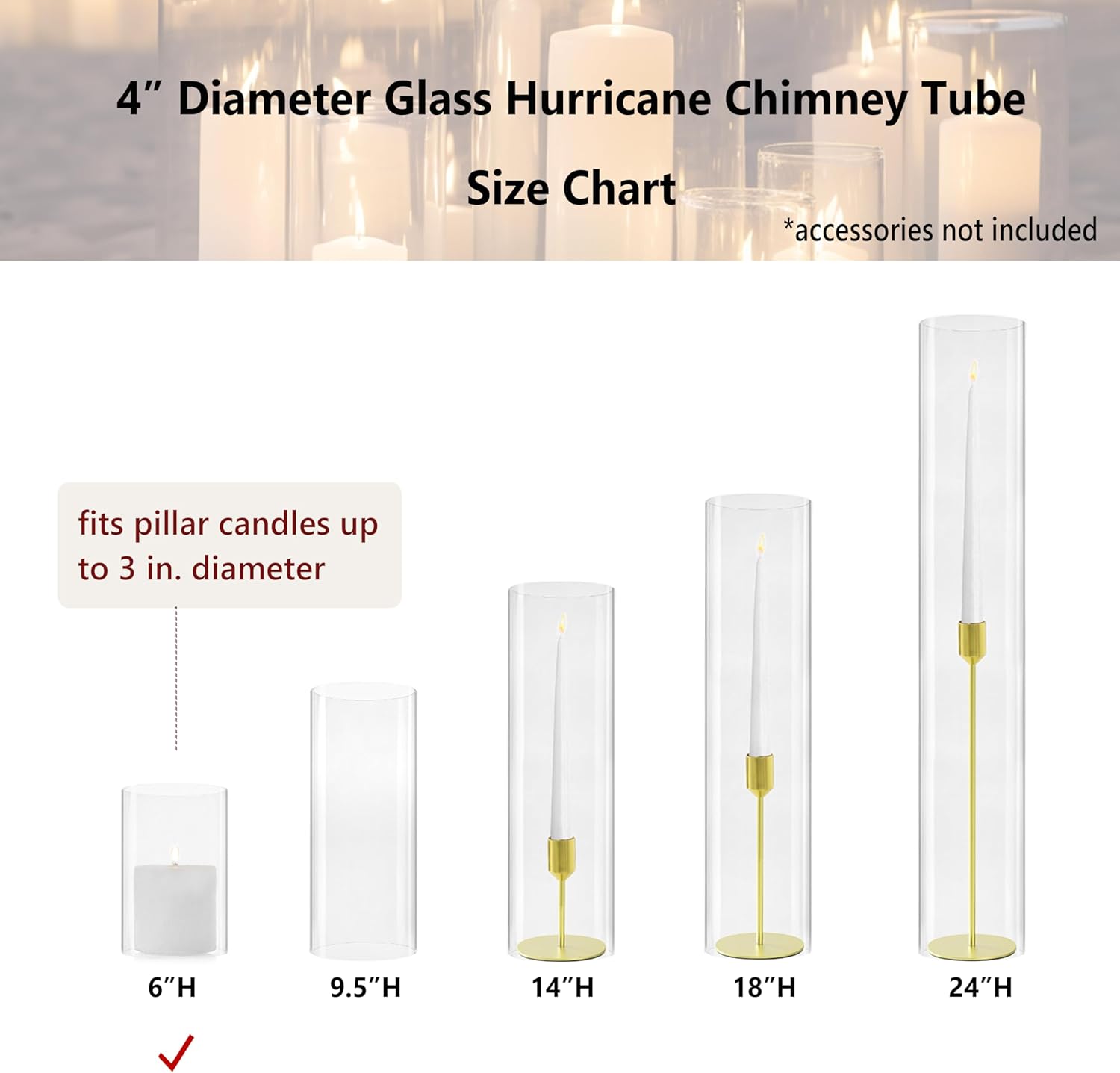 CYS EXCEL 4 H 6 Clear Hurricane Candleholder