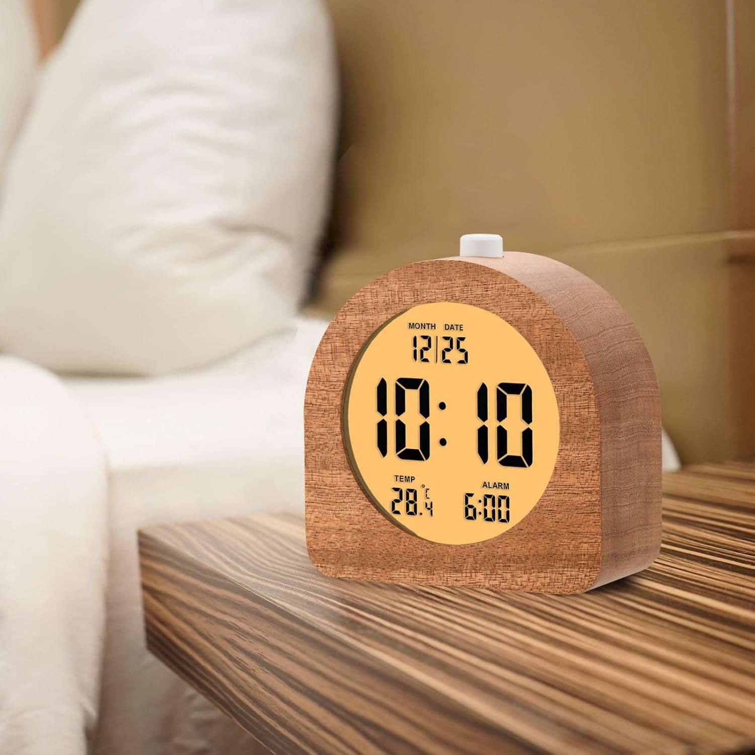Plumeet Wooden Digital Alarm Clock with Snooze and Nightlight