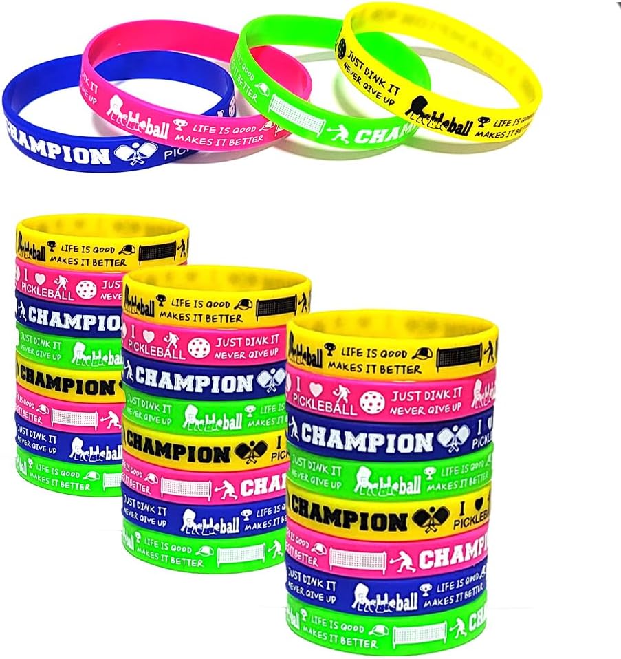 48 PCS Pickleball Rubber Wristbands Bracelets
