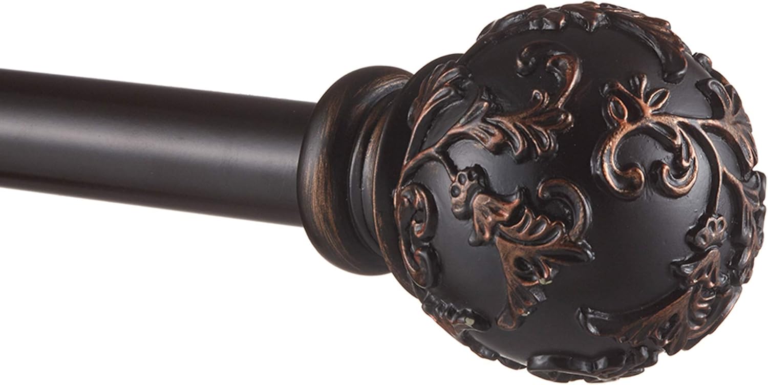 Exclusive Home Vine 1 Inch Curtain Rod and Finial Set Matte Bronze Adjustable