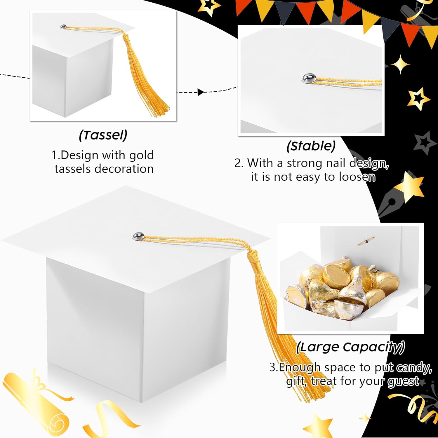 TaoBary 12 Piece Graduation Cap Boxes White