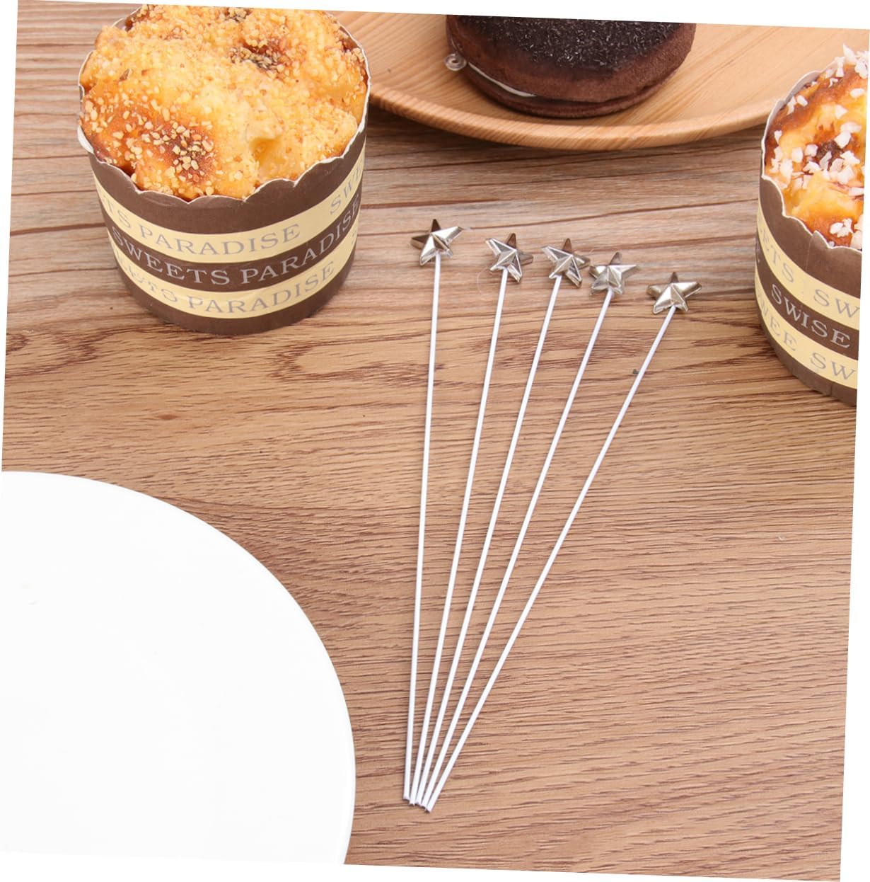 50pcs 3D Silver Star Cake Toppers for Birthday Celebrations