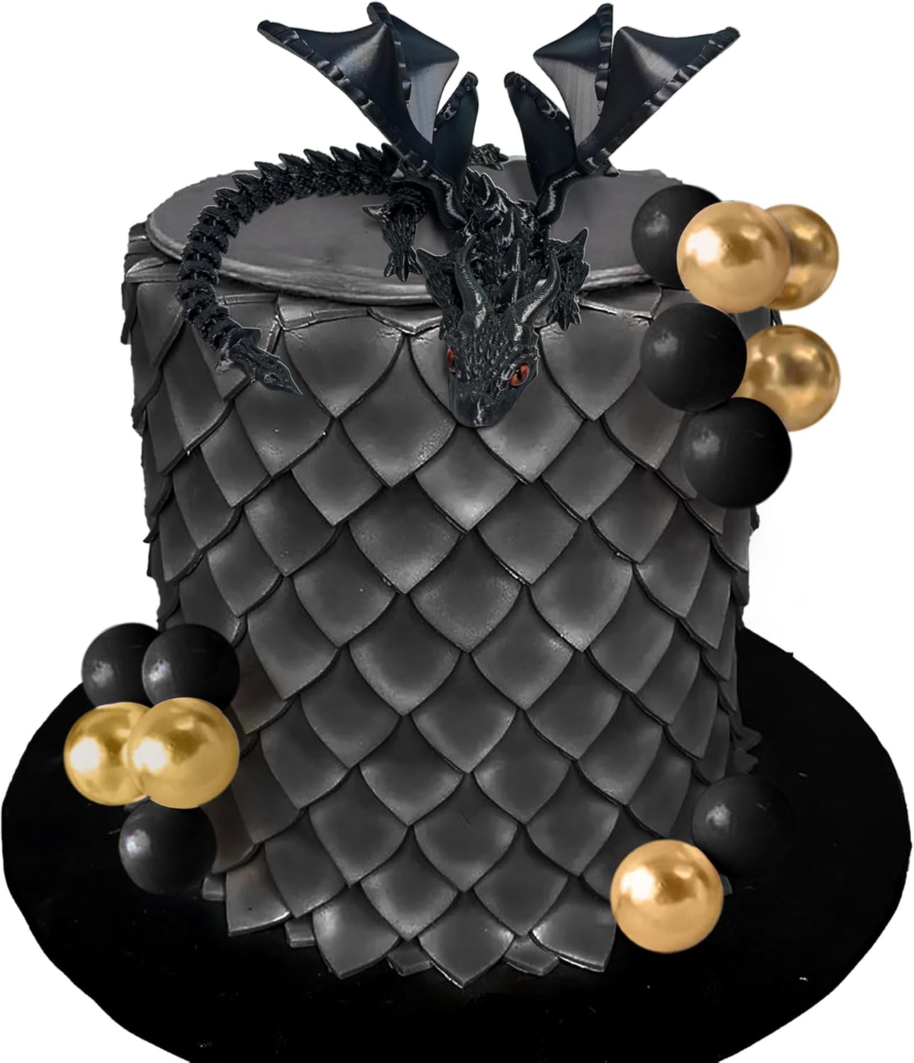Fantasy Black 3D Dragon Cake Topper Set