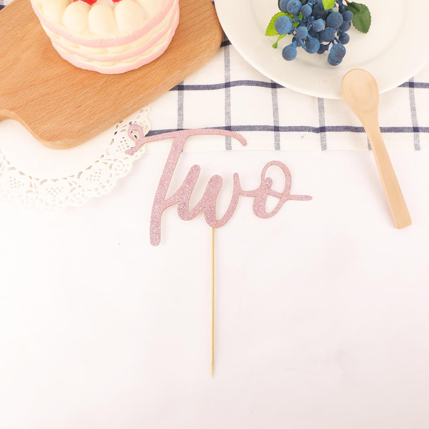 Glitter Golden 2nd Birthday Cake Topper