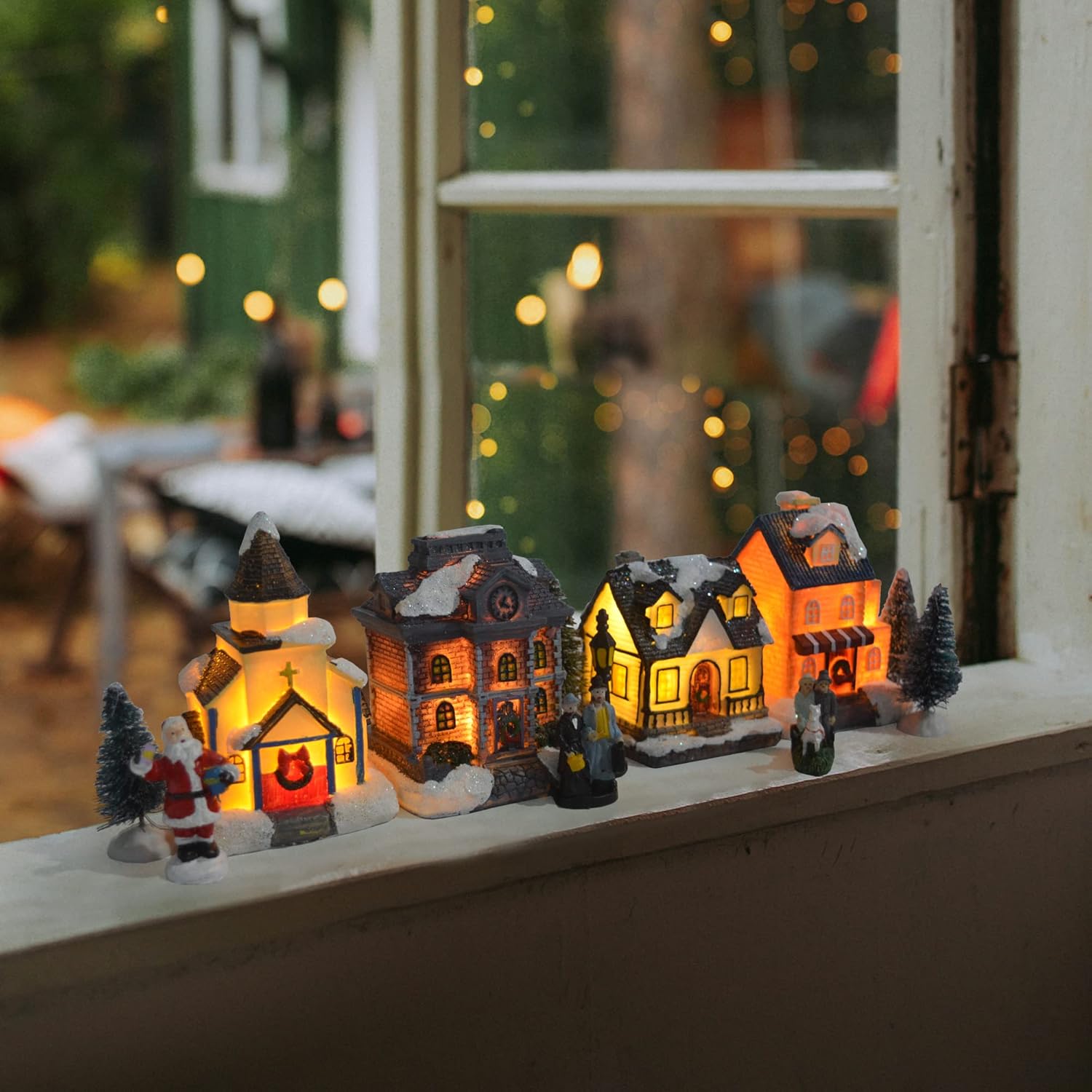 Zornrc Christmas Village Set with LED Lights