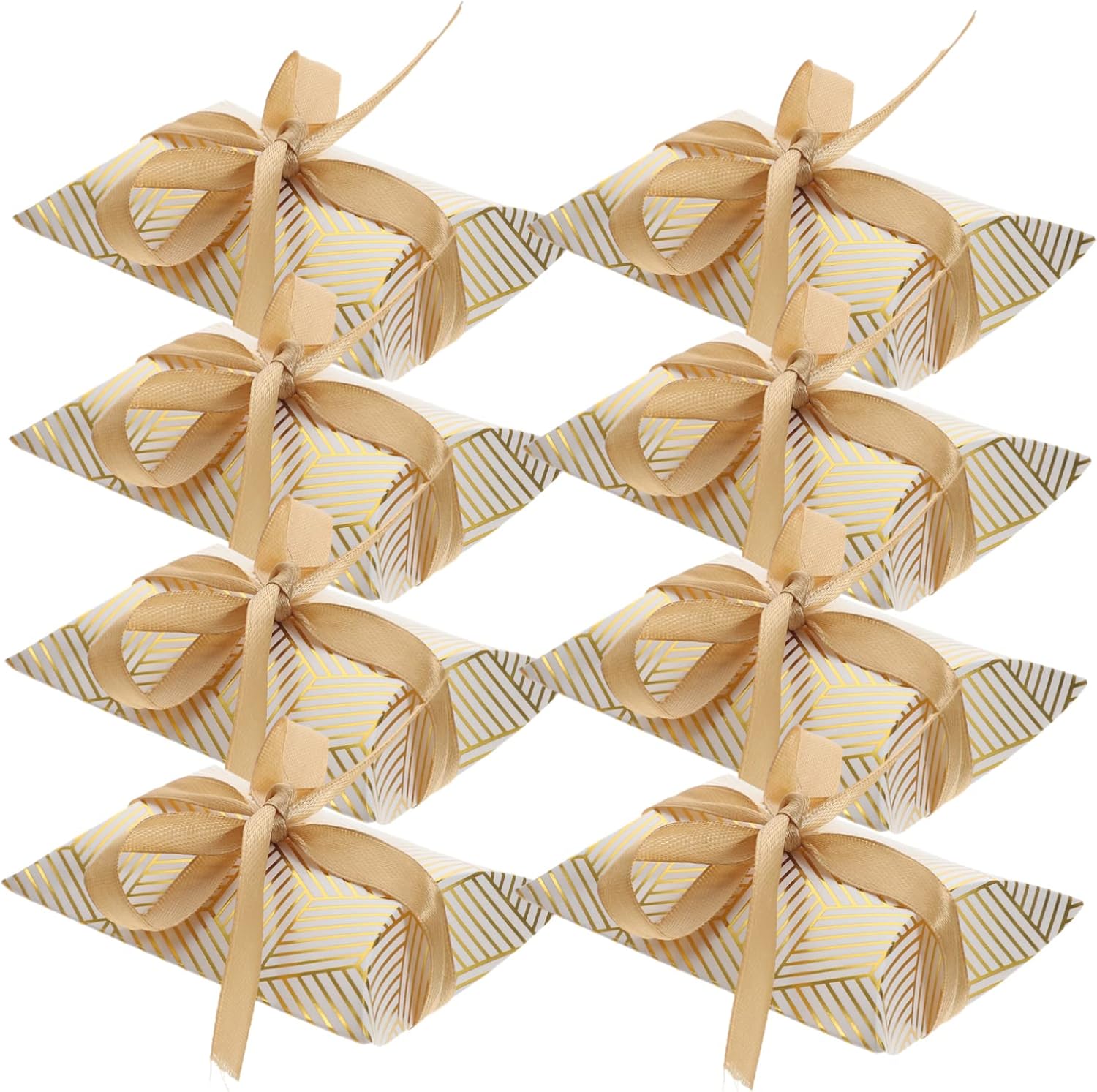 SEWOART 50pcs Foil Striped Candy Boxes for Weddings and Events