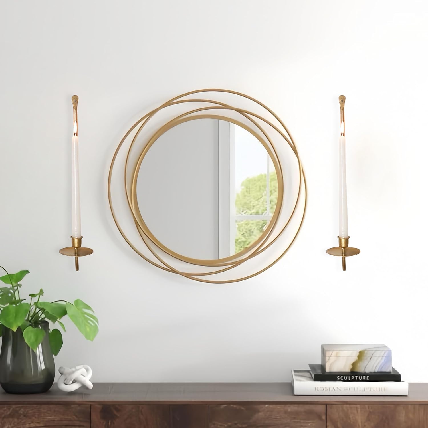 Remenna Metal Candle Sconce Holder Set of 2 Gold