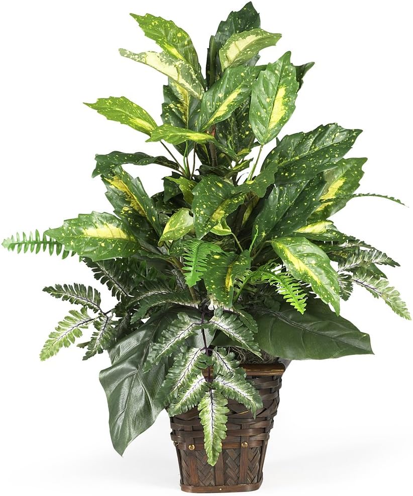 Nearly Natural 6527 Greens with Wicker Decorative Silk Plant