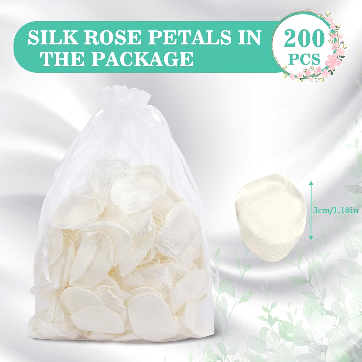 200 Piece Silk Rose Petals Ivory Artificial Confetti