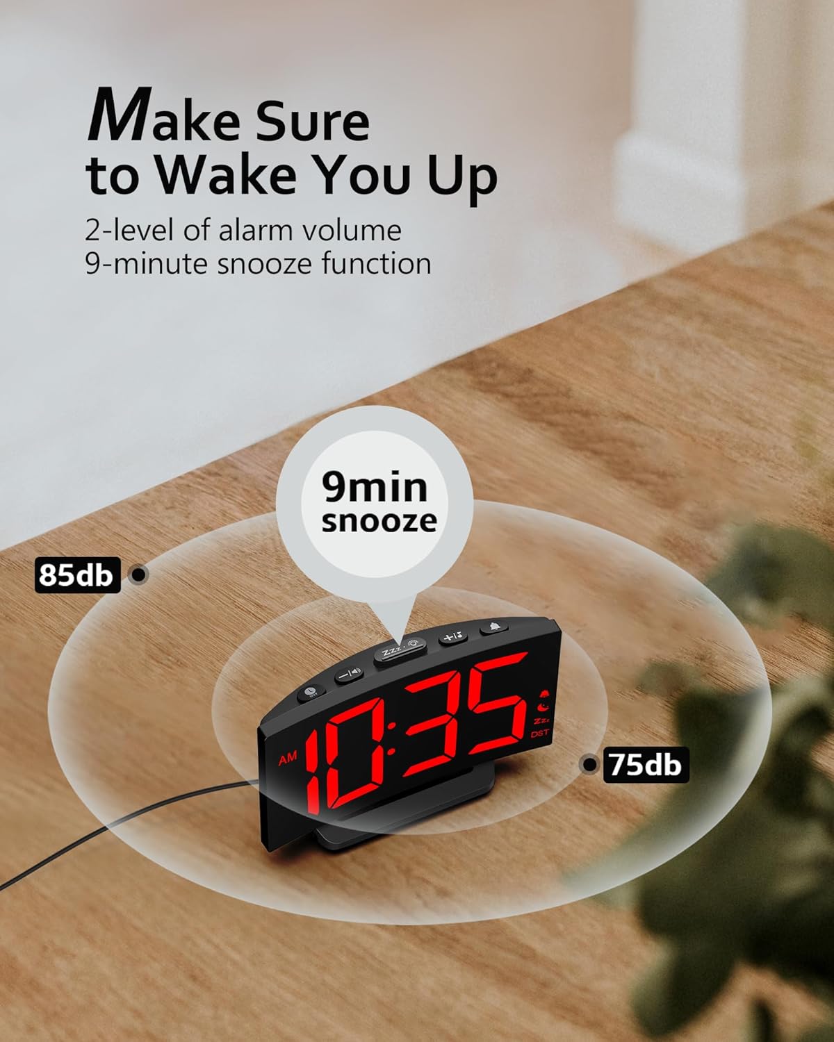 GOLOZA Digital Alarm Clock with Night Mode and Custom Brightness