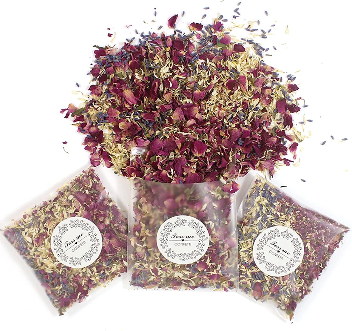 Homeemoh Party Confetti Natural Dried Rose Petals 12 Packs Biodegradable