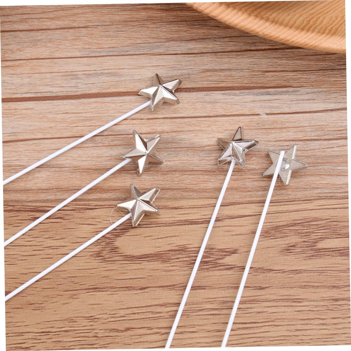 IMIKEYA 50pcs Silver Star Cake Toppers for Birthday Decorations