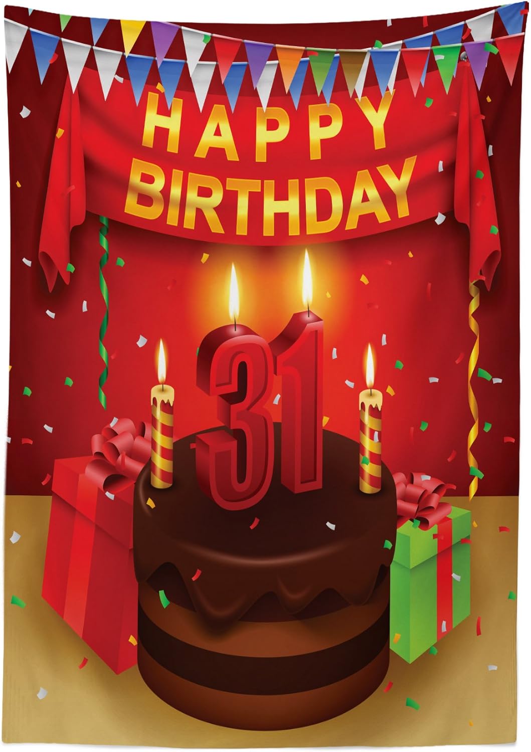 Ambesonne 31st Birthday Tablecloth Set for Outdoor and Indoor Use