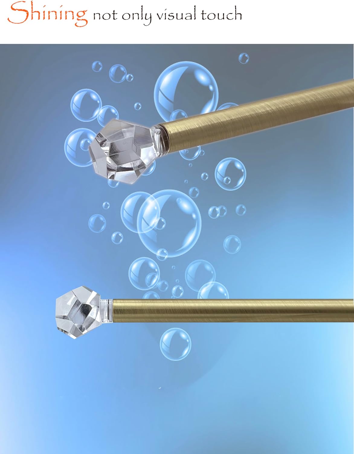 38 Sash Curtain Rods with Clear Crystal Finials 2 Pack