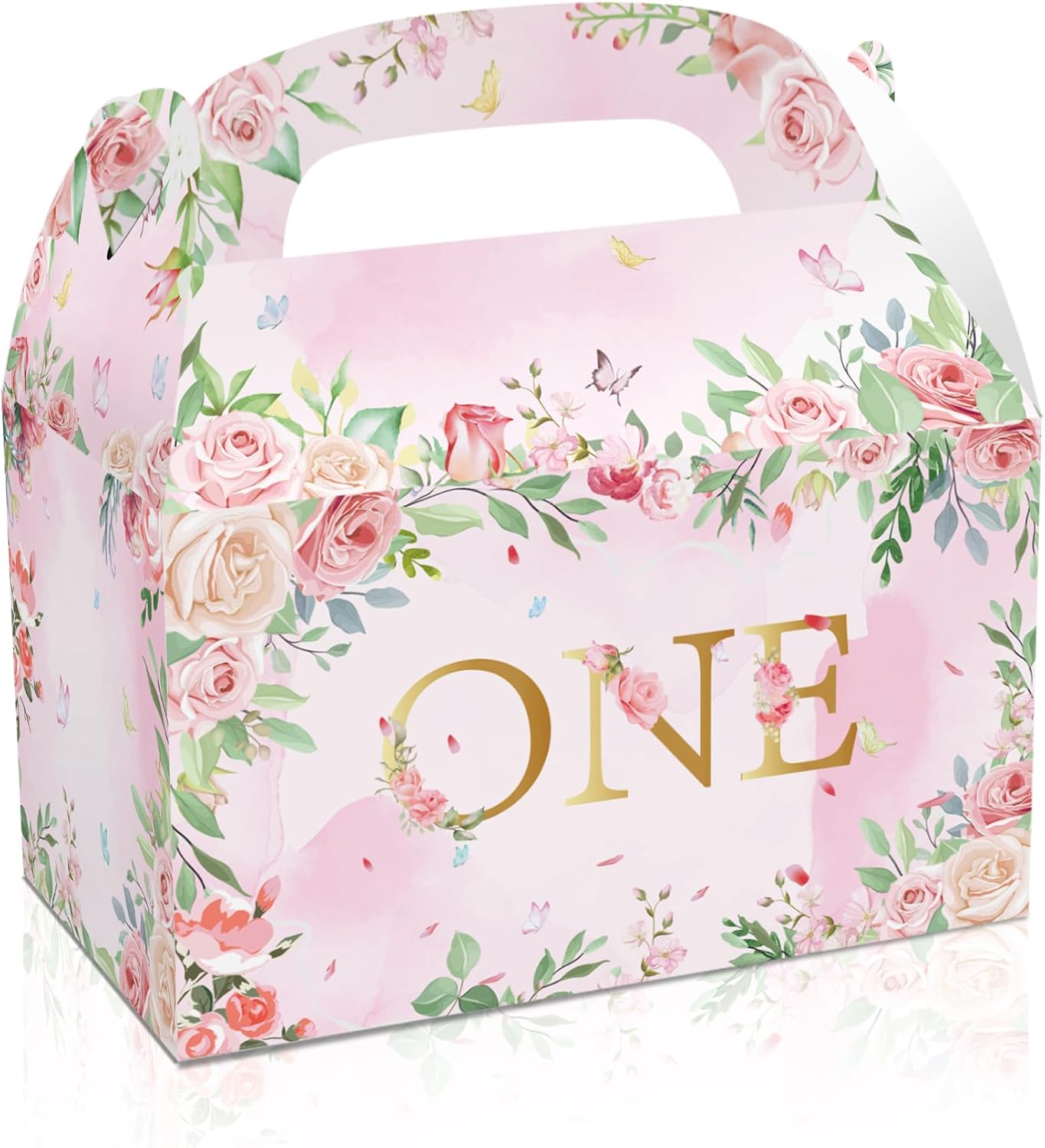 1st Birthday Girl Treat Box Party Favors Set of 12 Pink