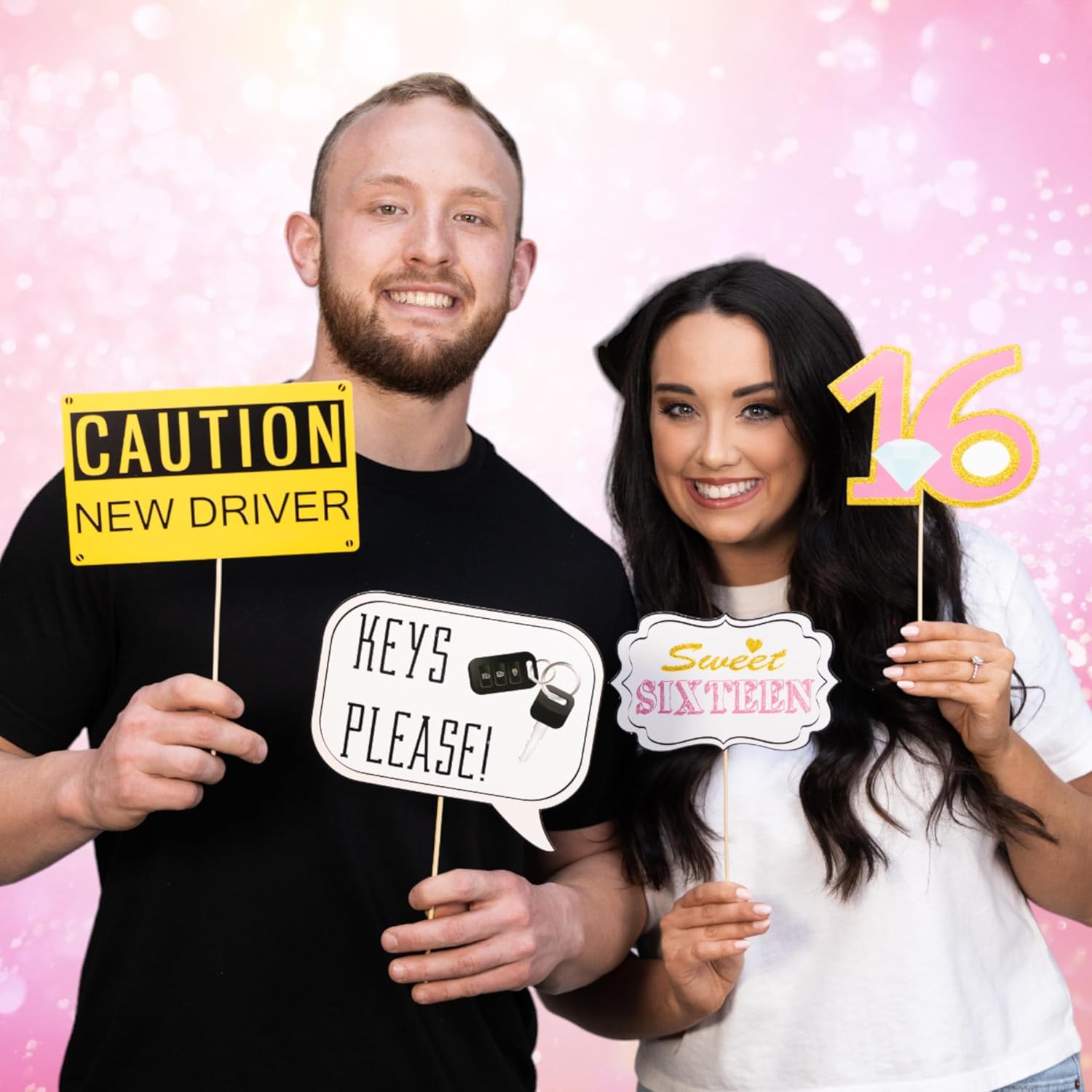 Sweet 16 Photo Booth Props Set - 41 Pieces with Sign and Sticks