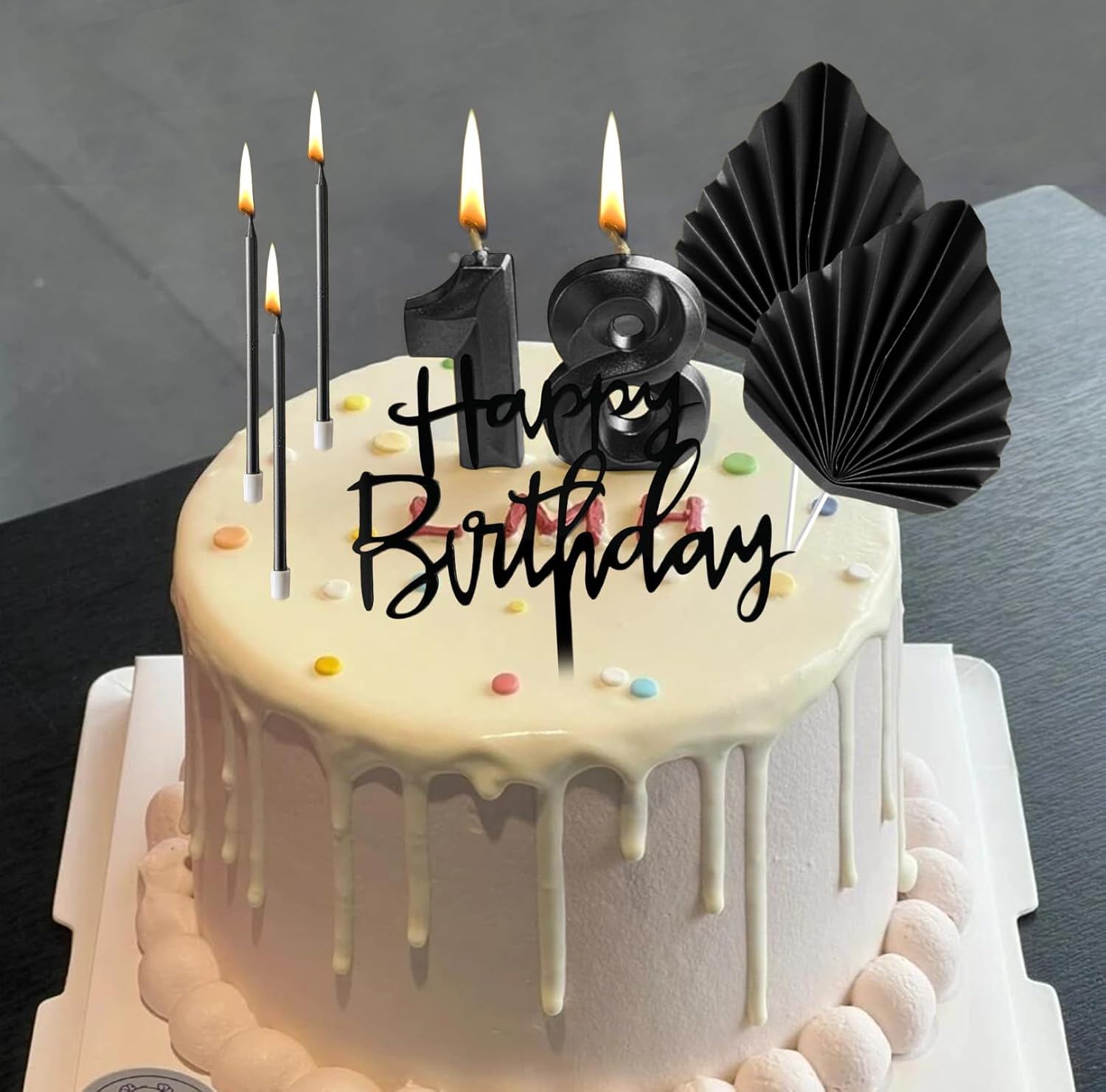 Tyotrbs Black Matte Birthday Candles for Men Women Wedding Anniversary