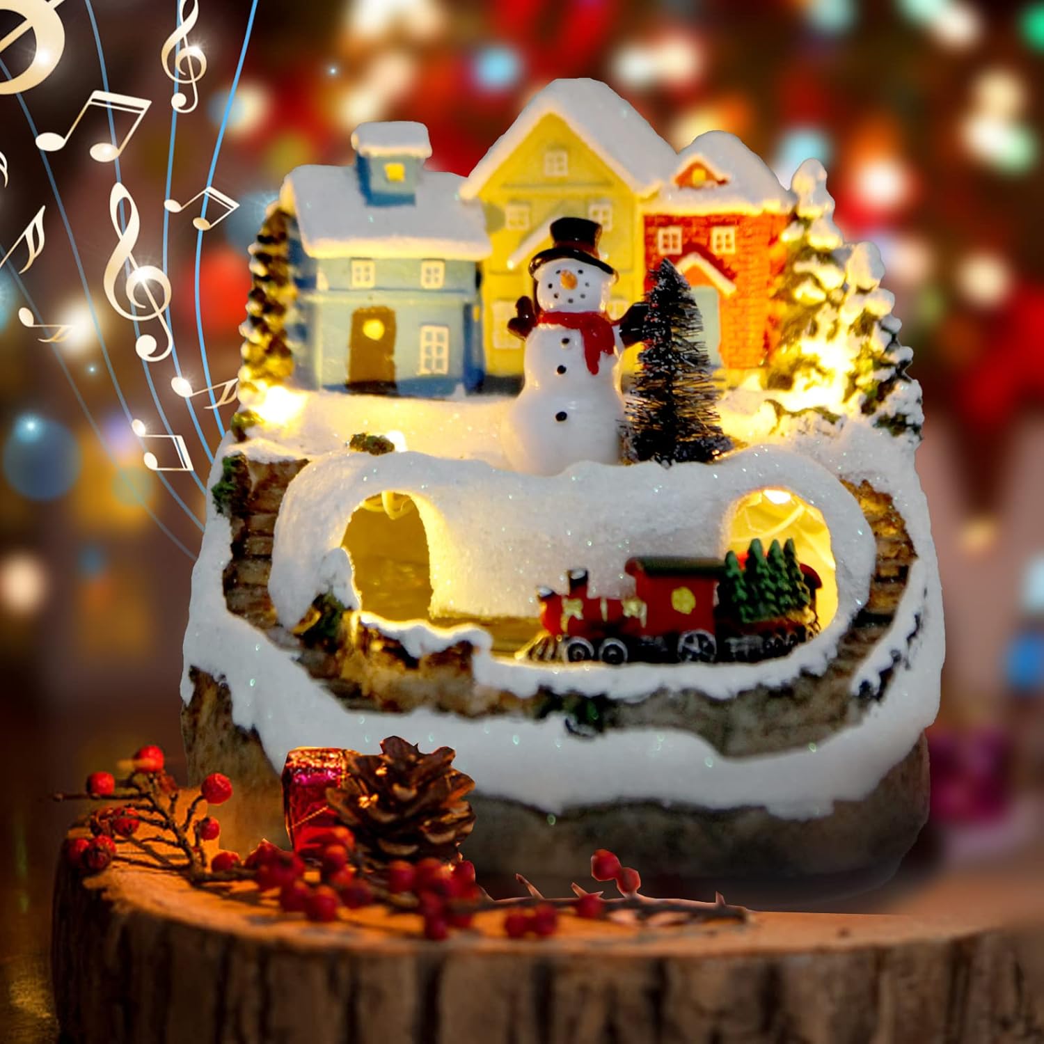 TOYESUNA Christmas Village Musical Snow Globe with LED Light