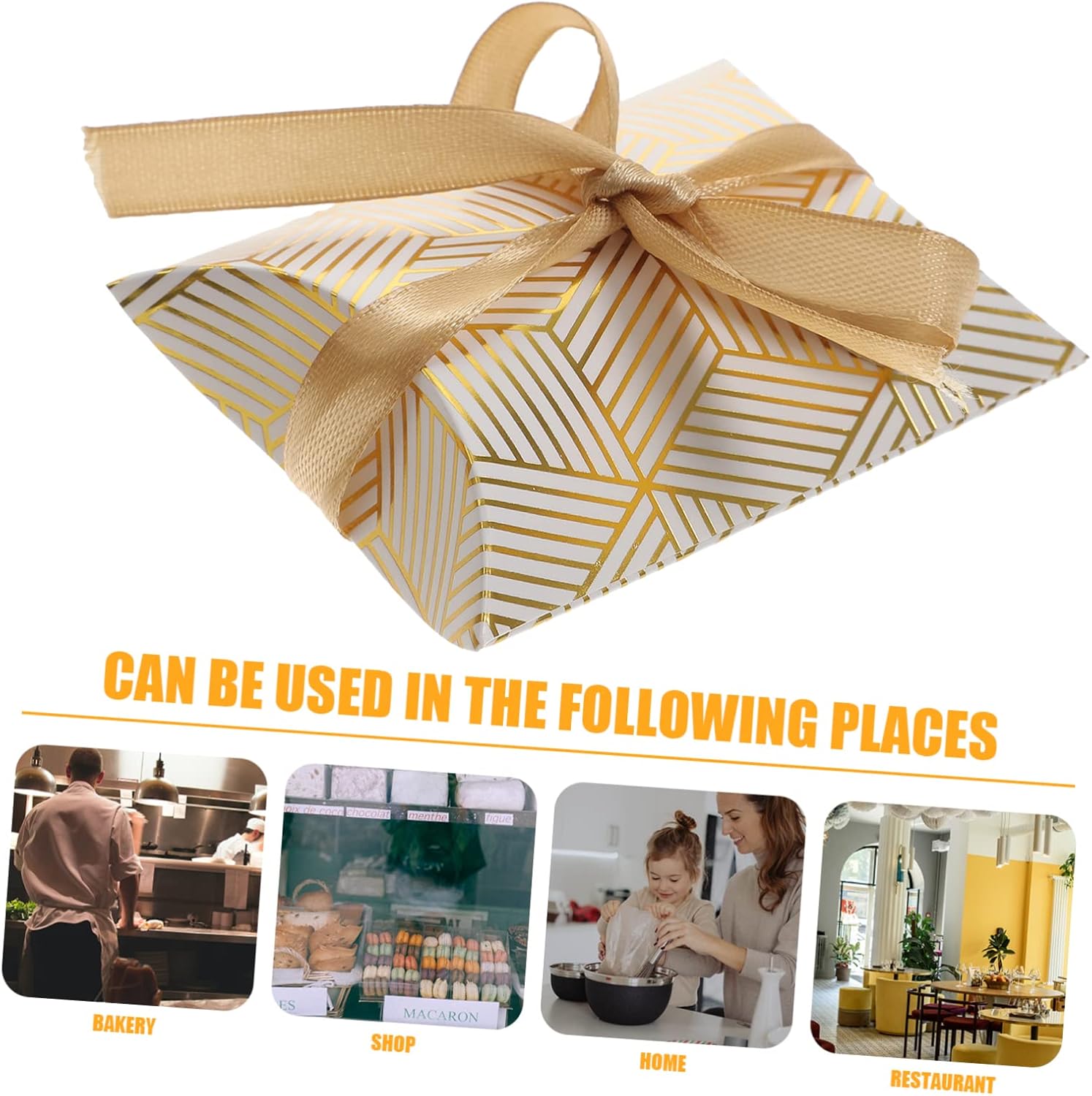 SEWOART 50pcs Foil Striped Candy Boxes for Weddings and Events