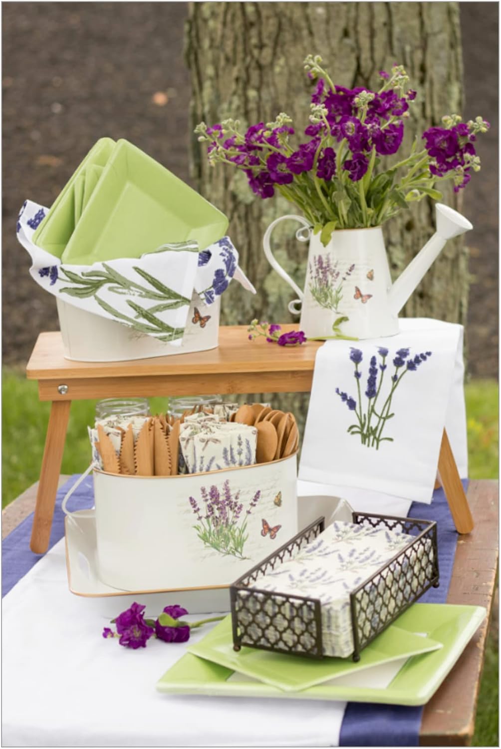 IHR Ideal Home Cocktail Napkins 5x5 20-Count Lavender Bouquet