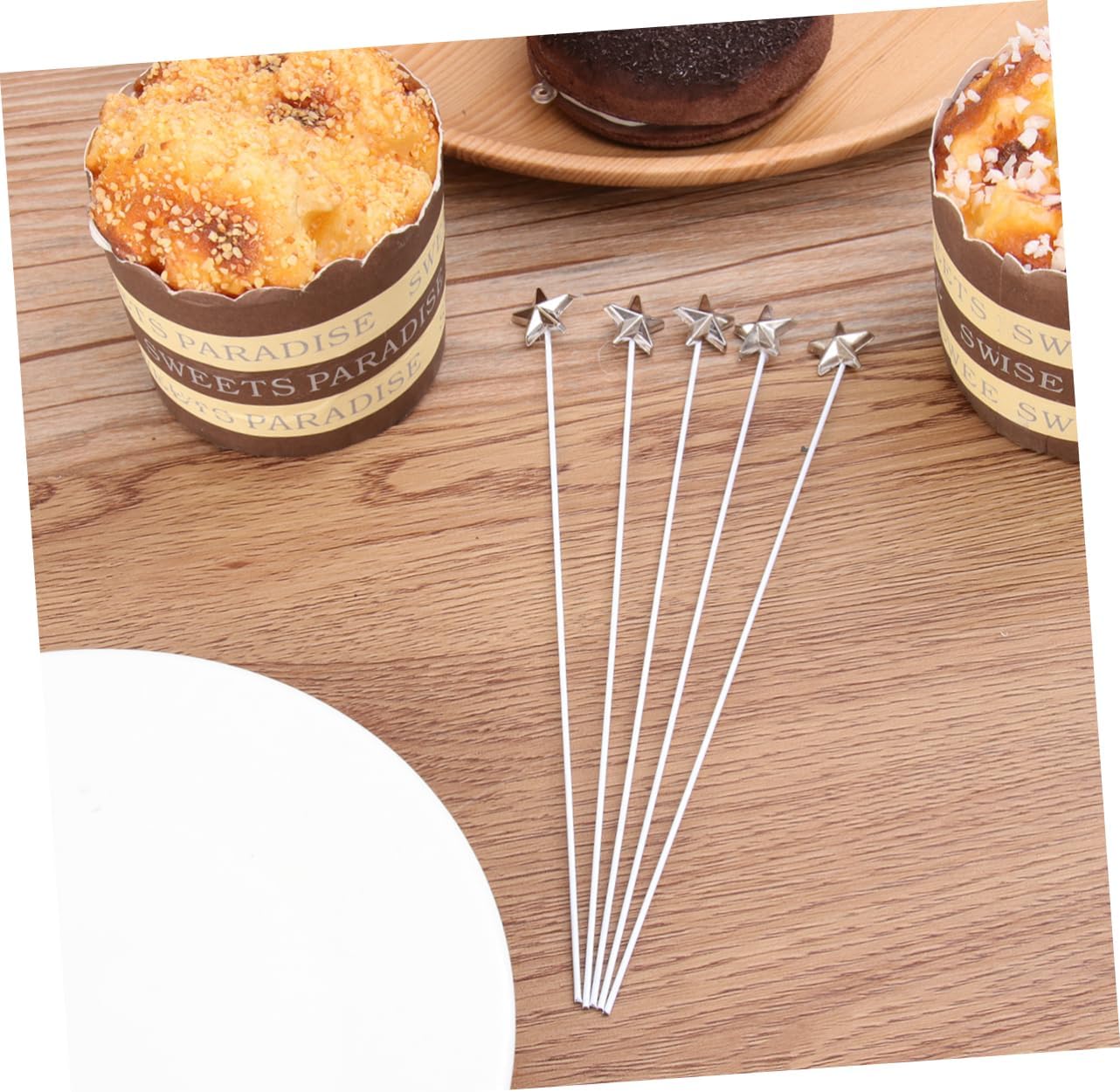 50pcs Silver Star Cake Toppers for Parties and Celebrations