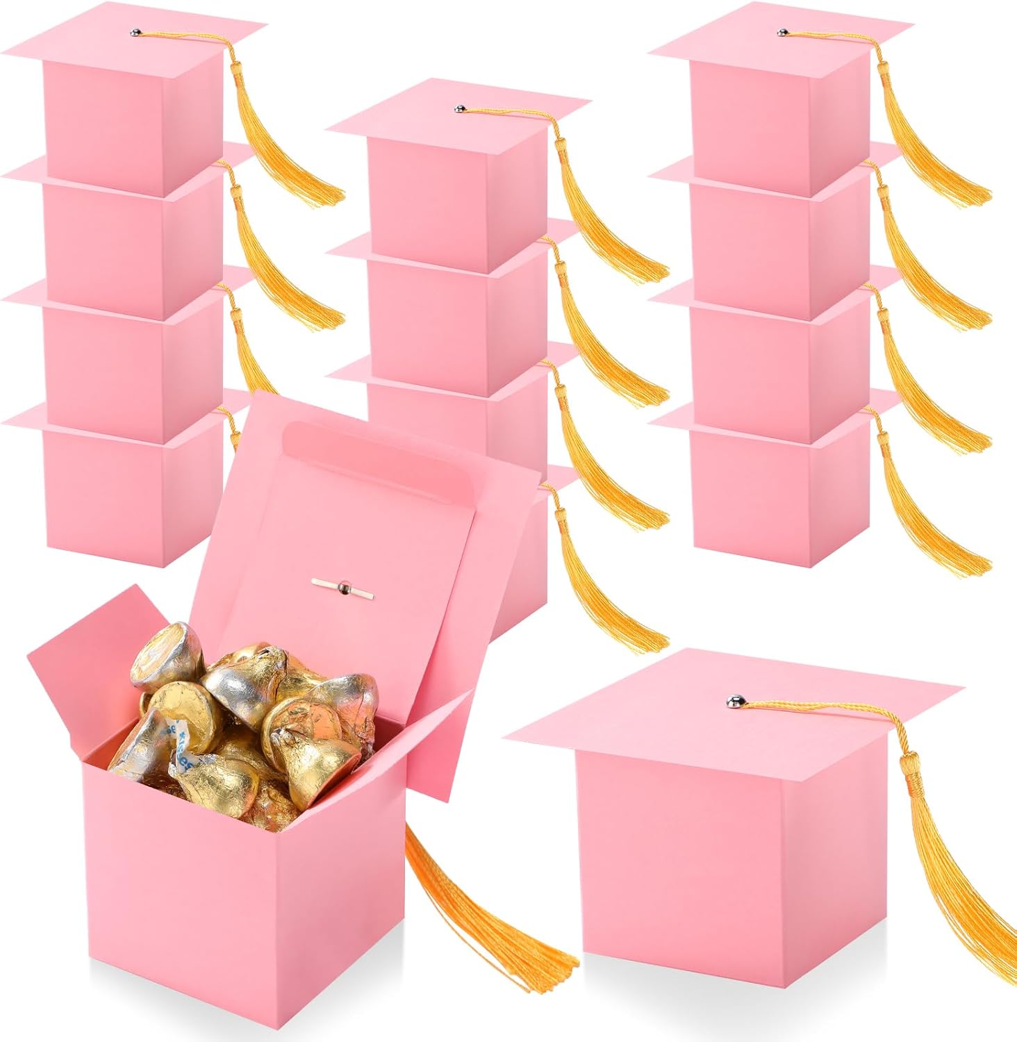 TaoBary 12 Piece Graduation Cap Gift Boxes Pink