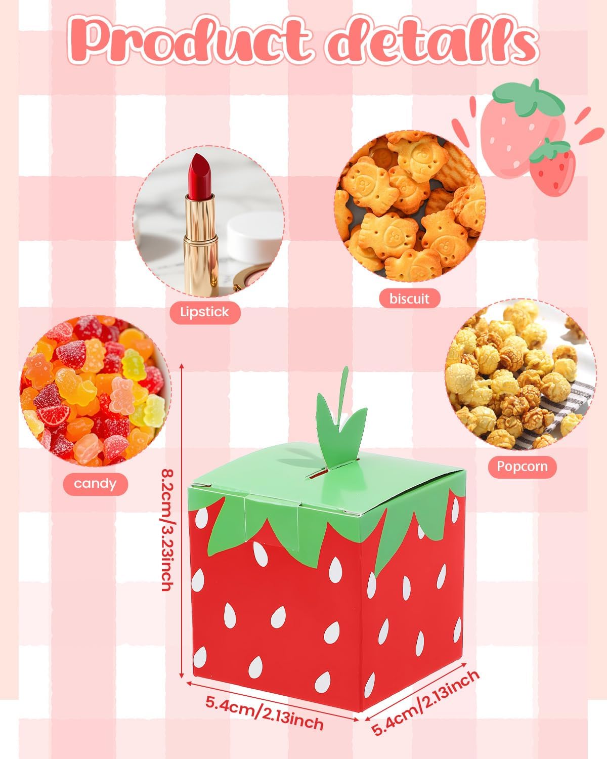 Liobelon 24 Pack Strawberry Themed Gift Boxes