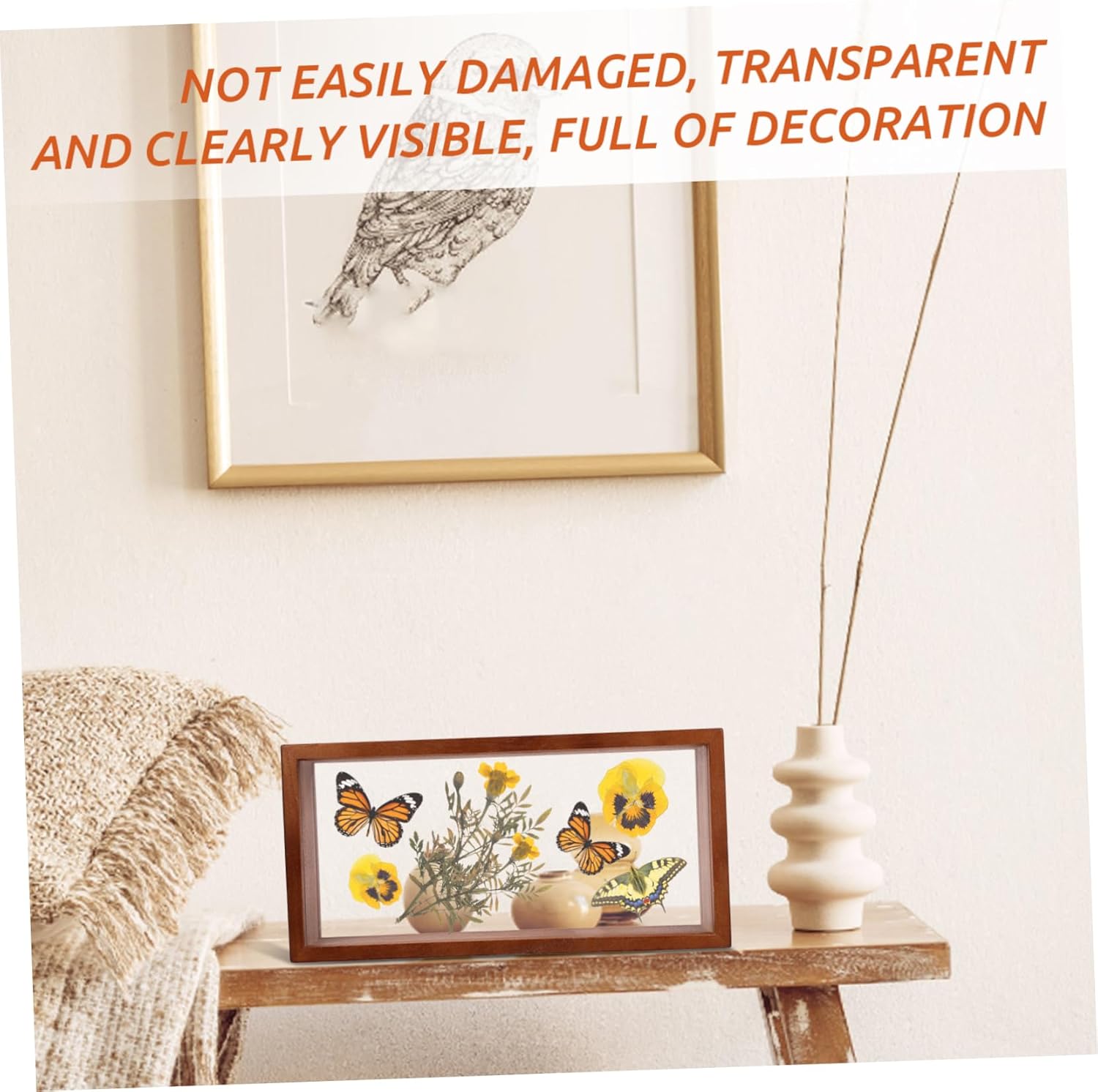 Healifty Deep Shadow Box Rectangle 12x18in Photo Frame Wood Flower Display Stand
