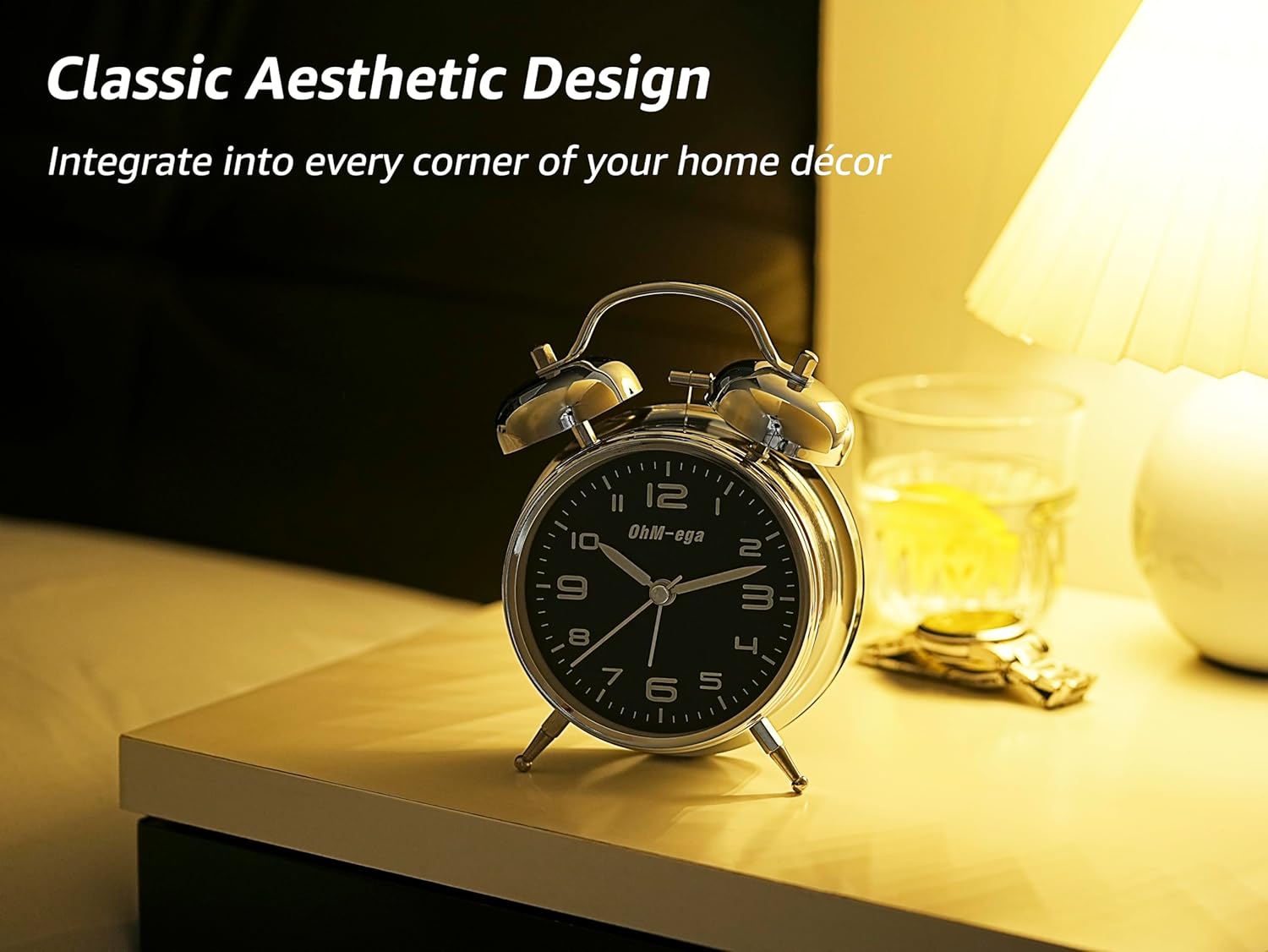 OhM-ega Classic Metal Twin Bell Alarm Clock