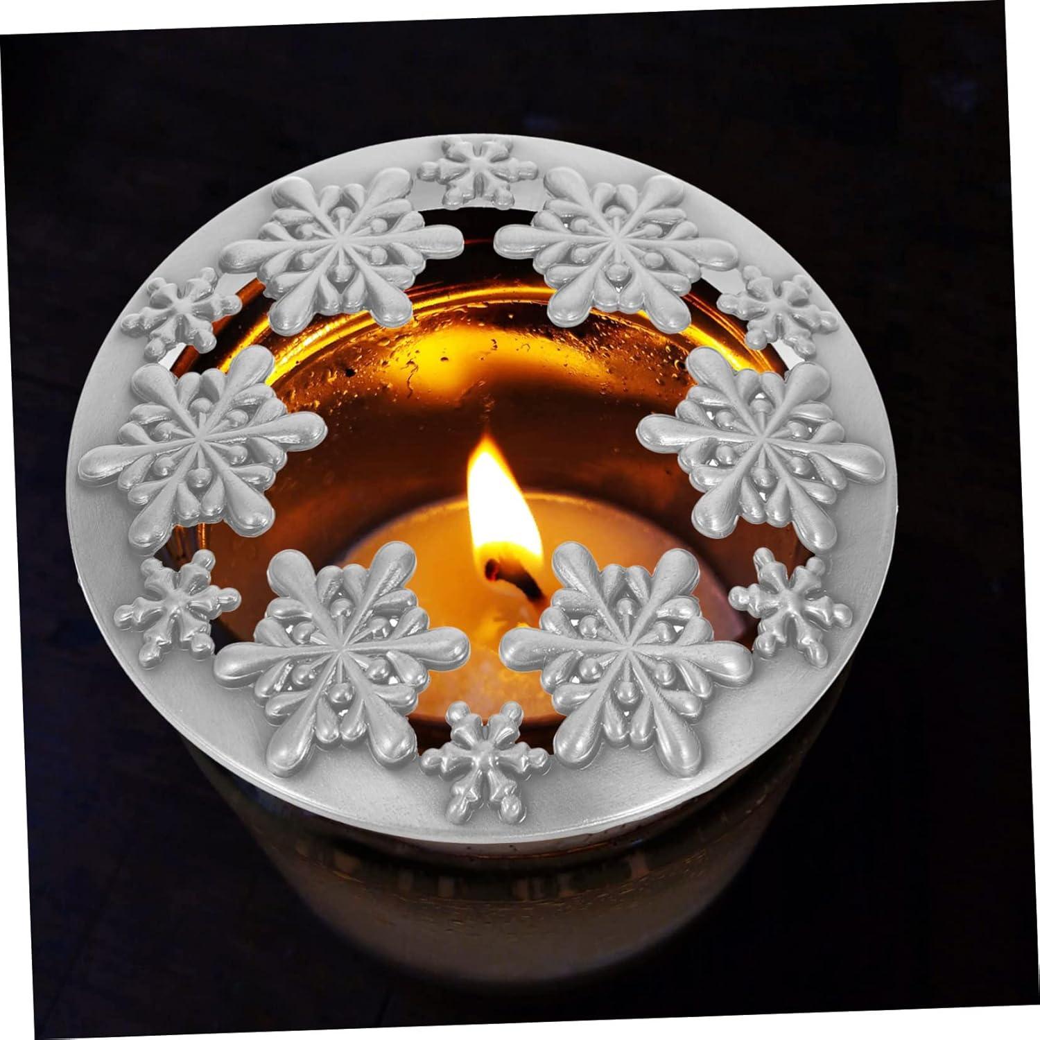 1pc Christmas Candle Jar Lid Zinc Alloy Snowflake Decor Topper