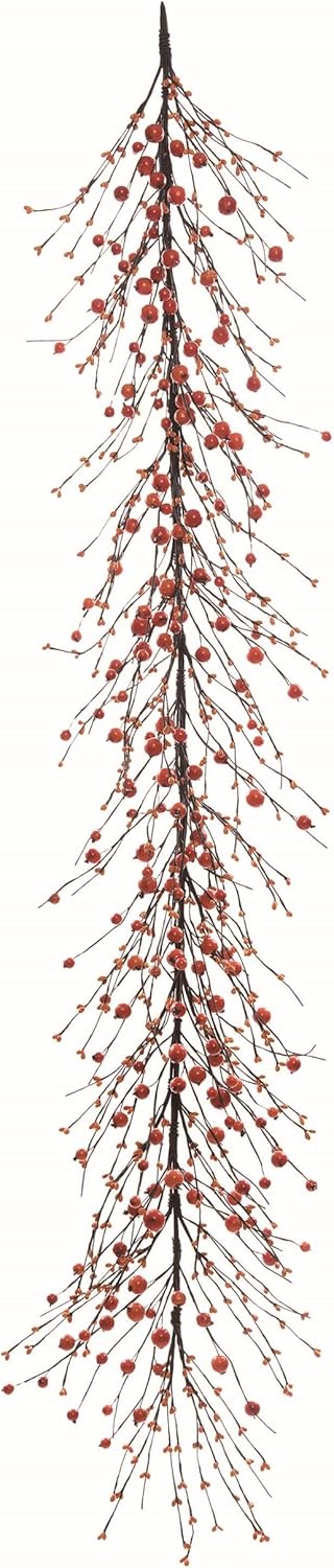 Transpac 58 Inch Orange Halloween Garland with Buffalo Check Bow