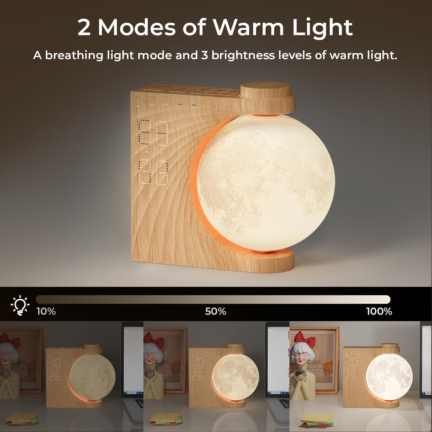 Sunrise Alarm Clock with Moon Light and 10 Light Effects