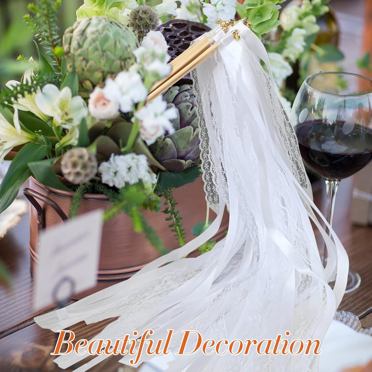 50Pcs Ribbon Sticks with Bells for Wedding Party Decorations