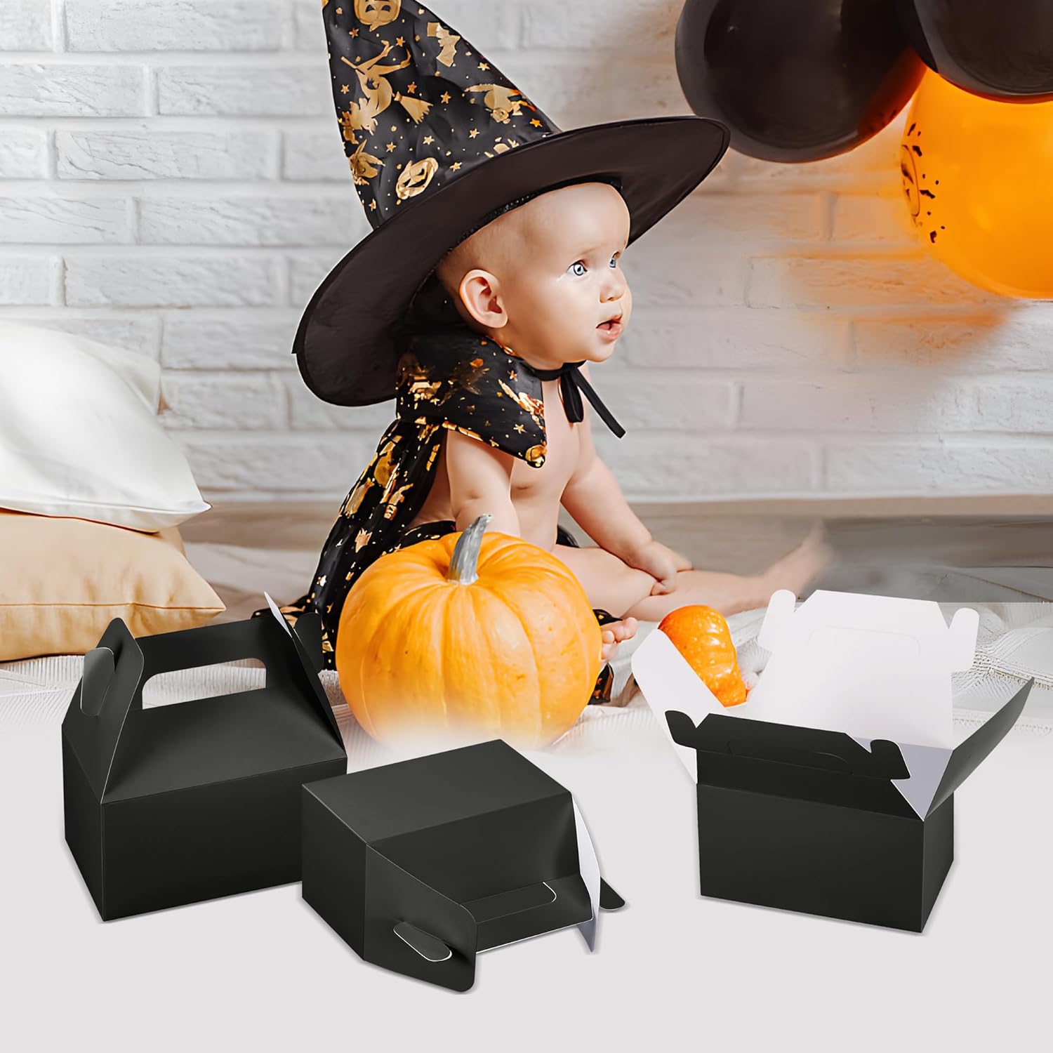 XAGLVV 24 Pcs Black Party Favor Box with Handles