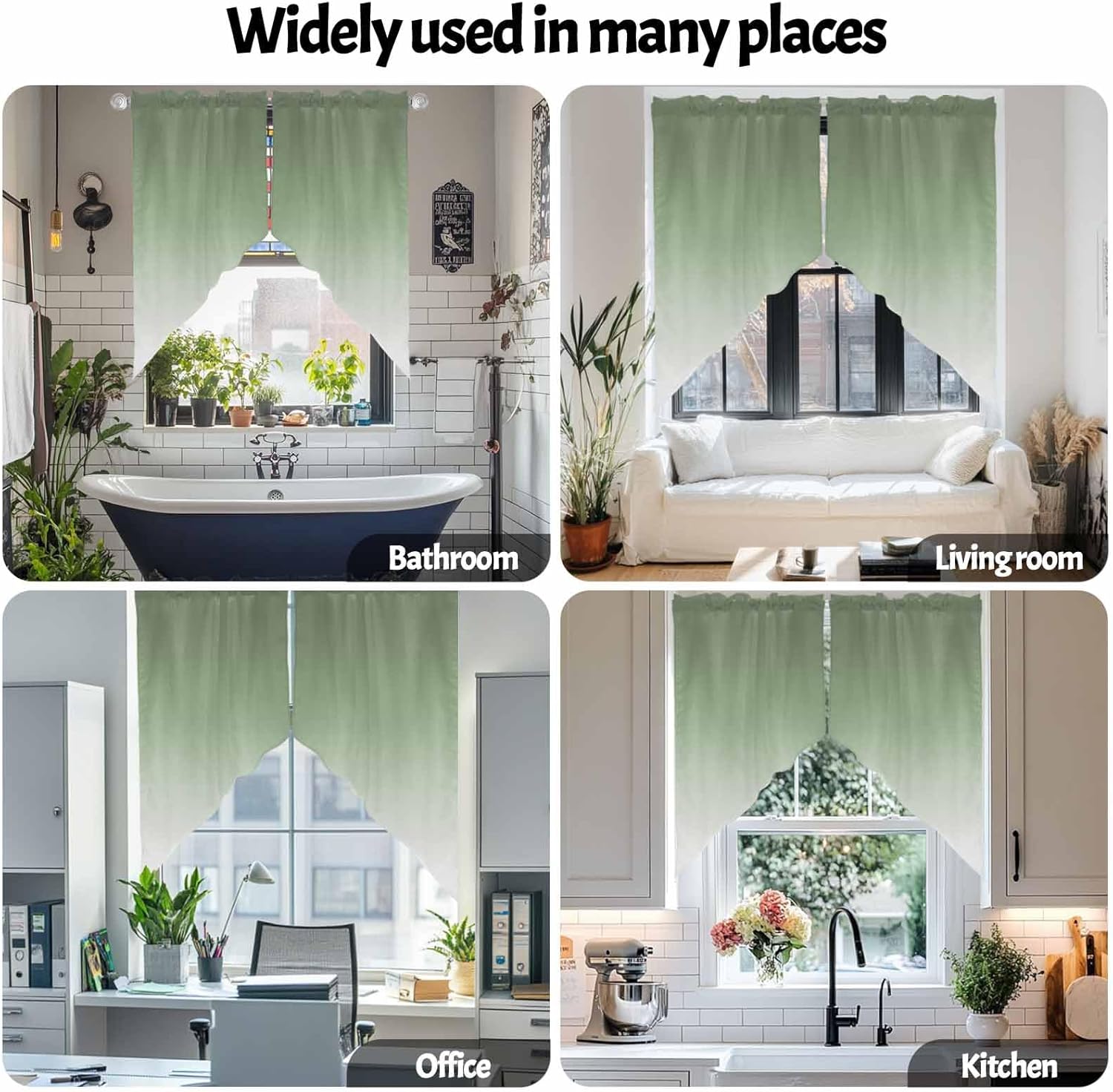 Swag Valances for Windows Gradient Sage Green 2 Panels 28x36 Inch
