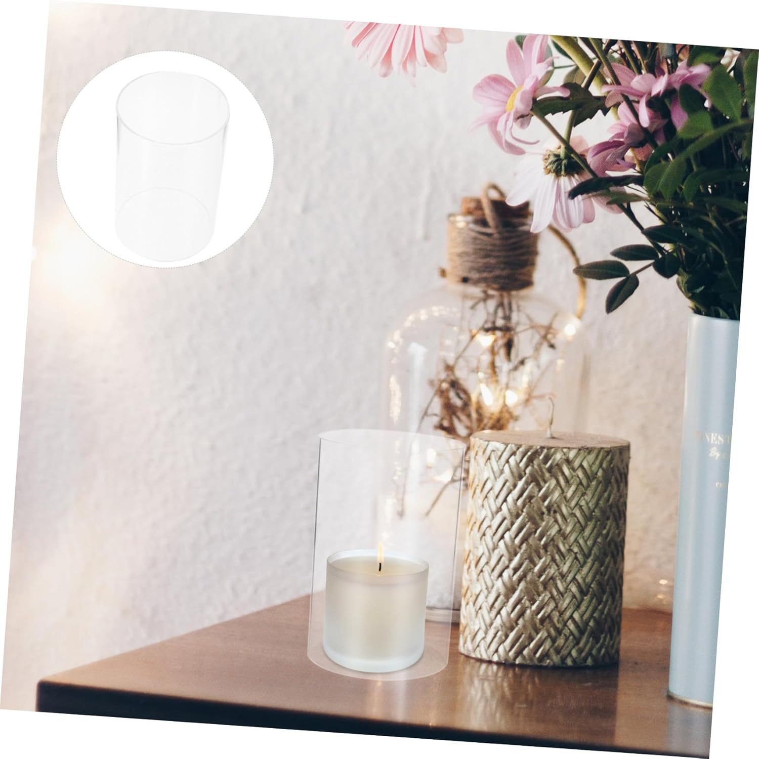 2pcs Borosilicate Glass Candle Holders for Indoor Outdoor Use