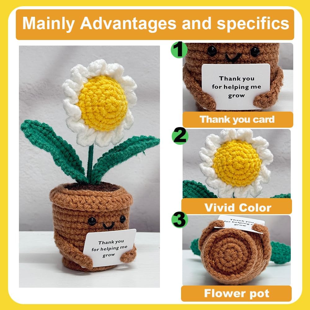2PCS Handmade Crochet Sunflower and Daisy Decor
