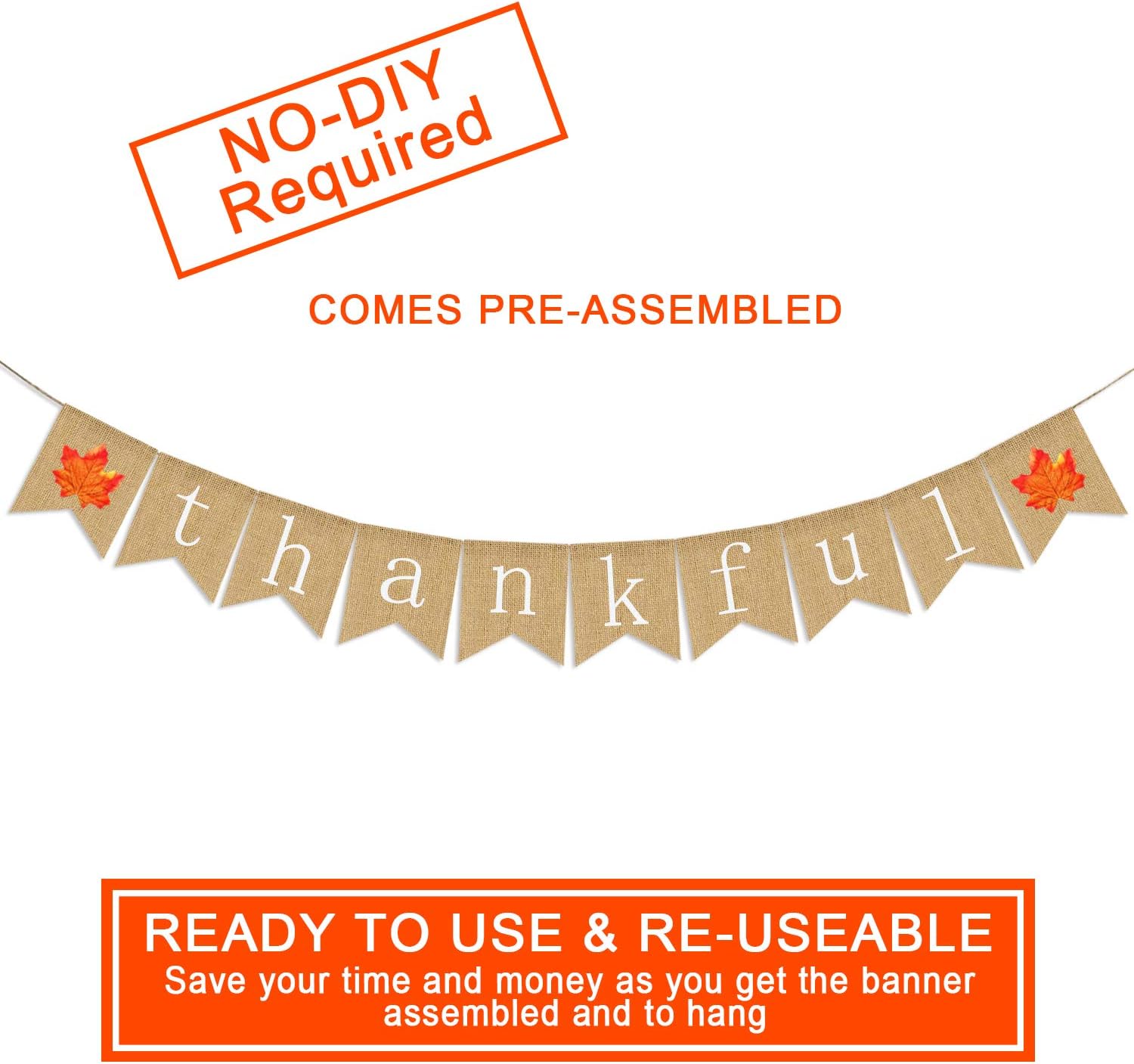 Thankful Burlap Banner for Thanksgiving Decor