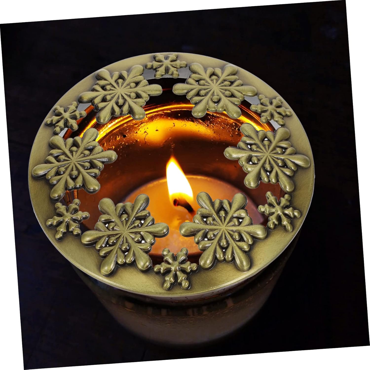 LIFKOME Christmas Candle Jar Cover with Snowflake Design