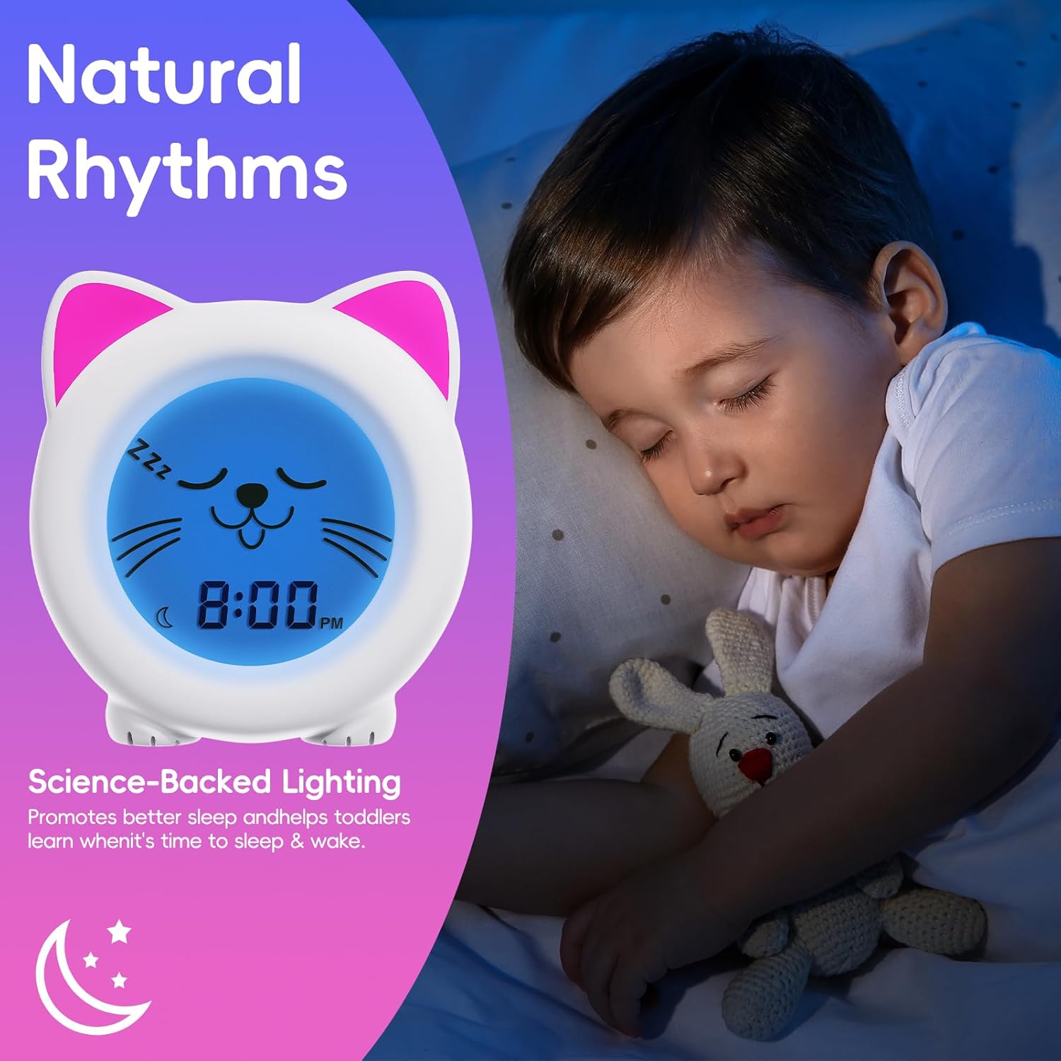 BH Sleep Trainer Clock for Toddler - Kitty Cat Alarm Clock